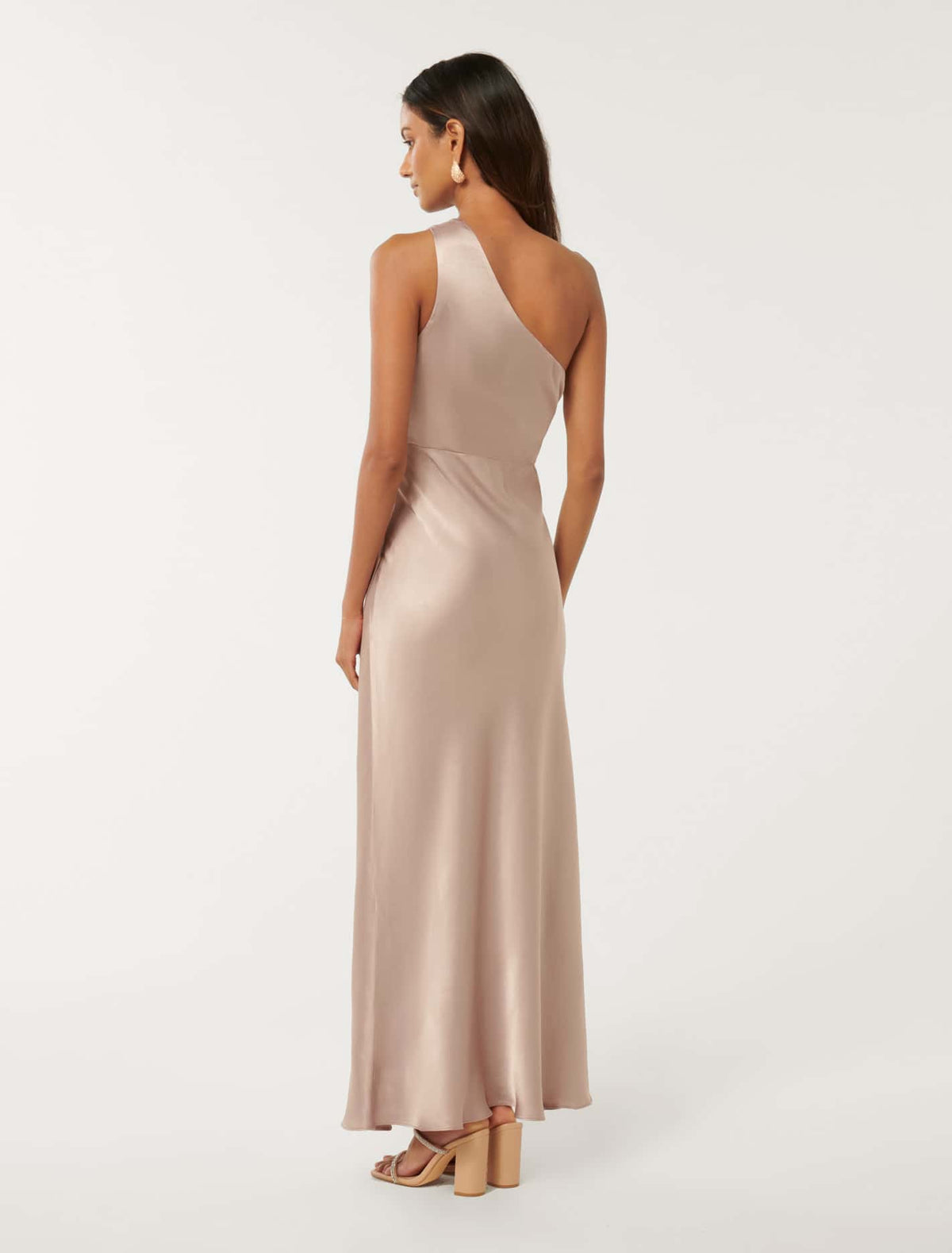 Emily Petite One Shoulder Maxi Beige Pearl