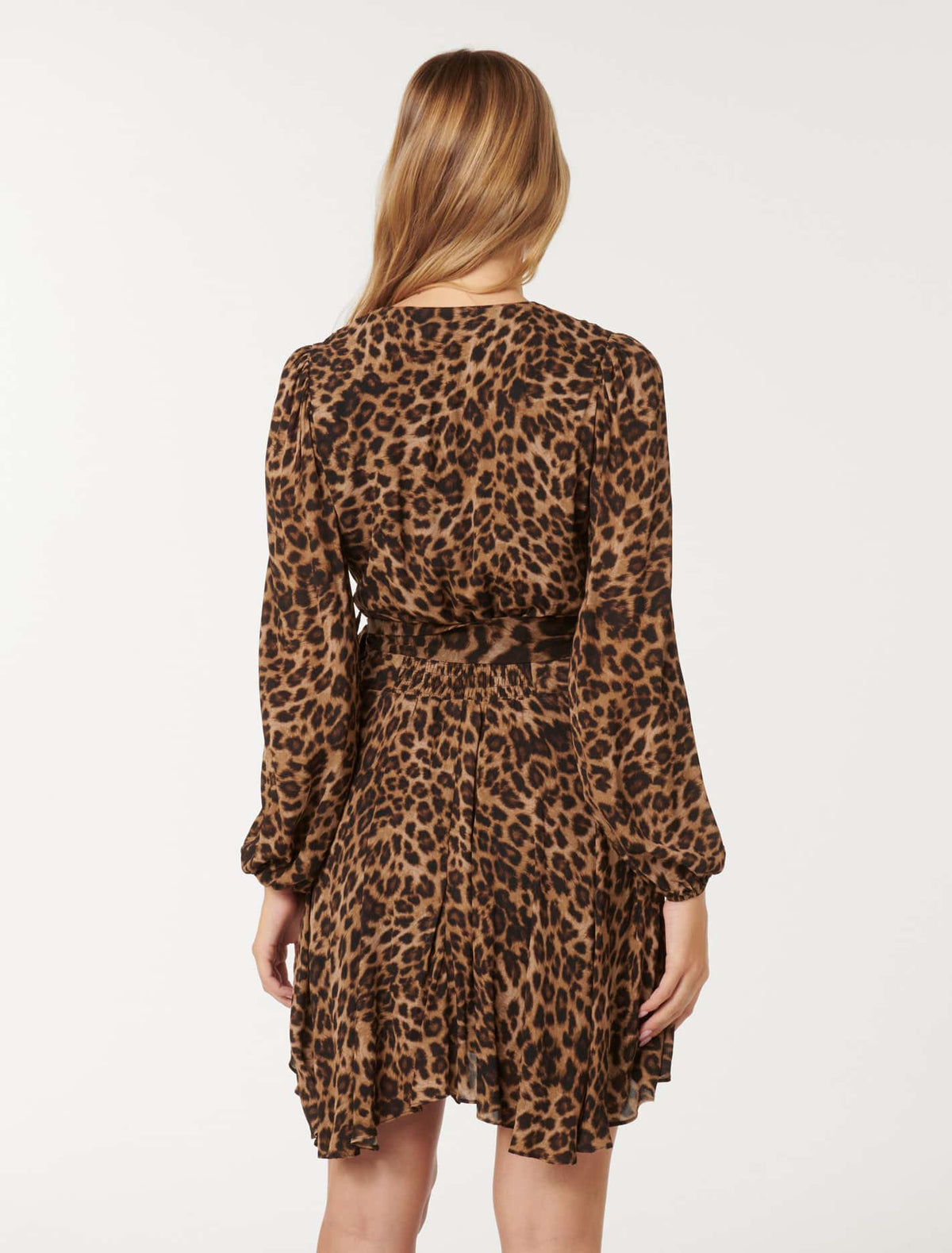 Amila Belted Godet Mini Textured Leopard