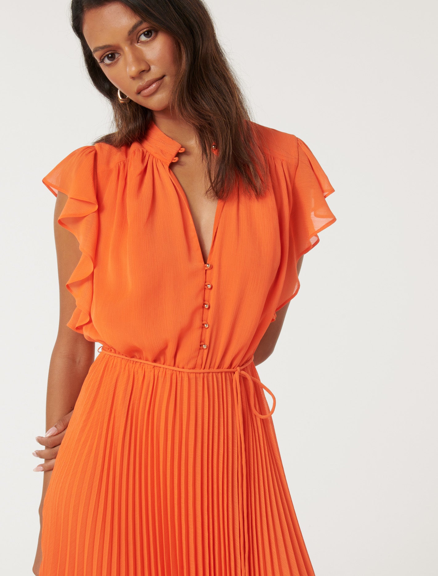 Juliet Petite Pleated Midi Dark Gerbera
