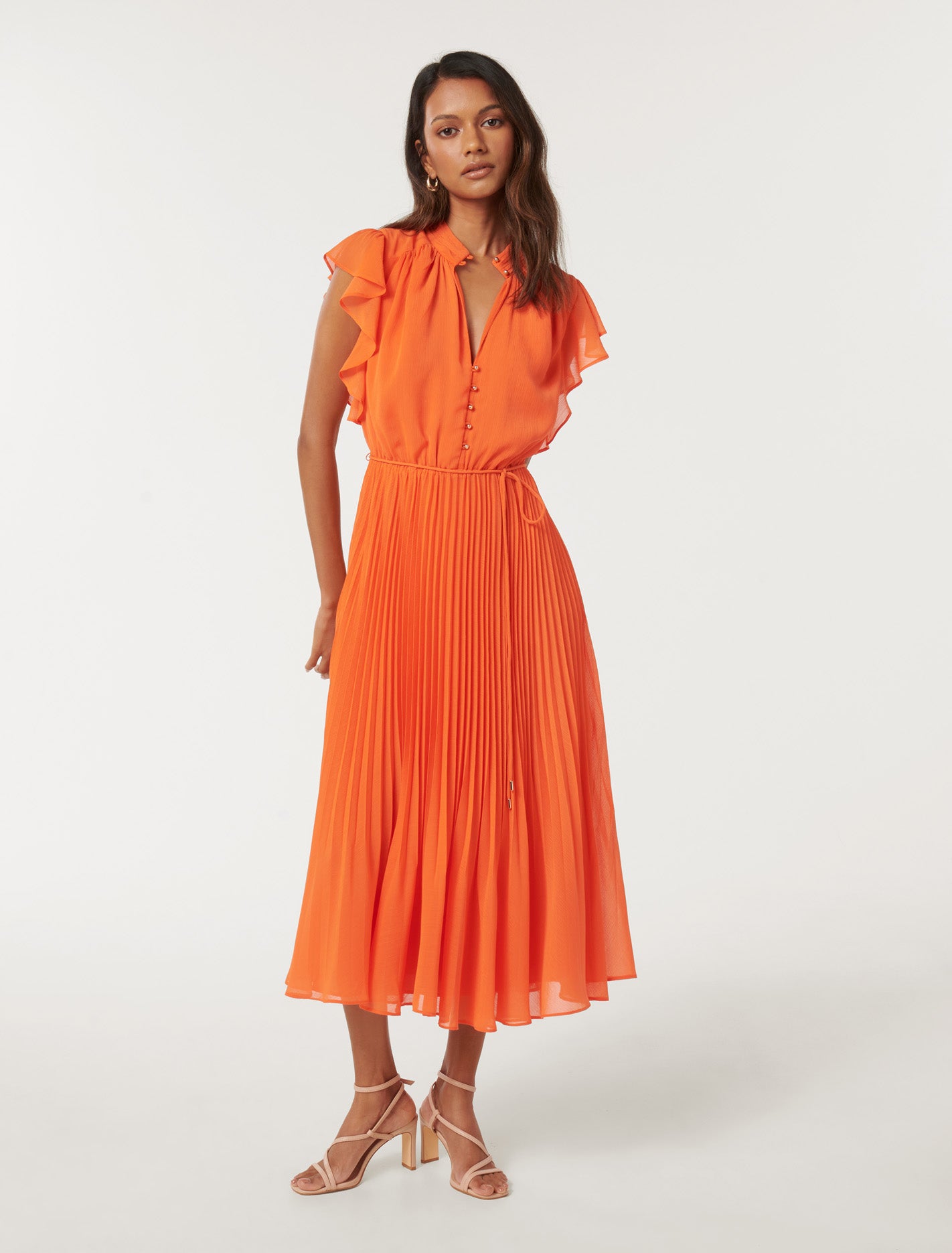 Juliet Petite Pleated Midi Dark Gerbera