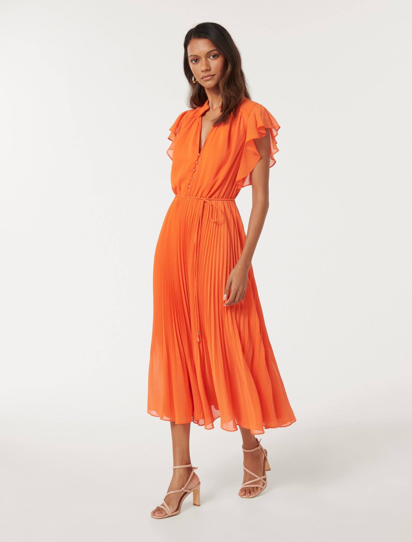 Juliet Petite Pleated Midi Dark Gerbera