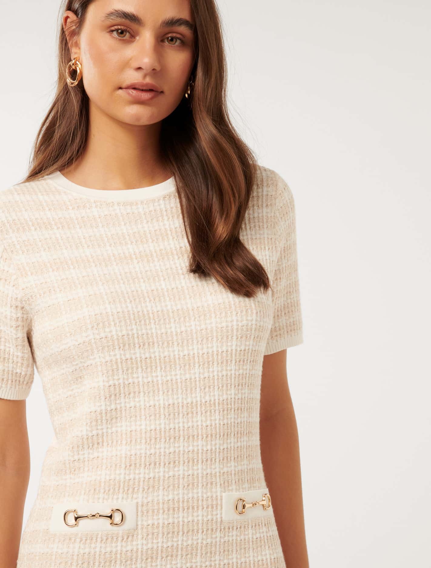 Paloma Check Mini Dress Neutral Check