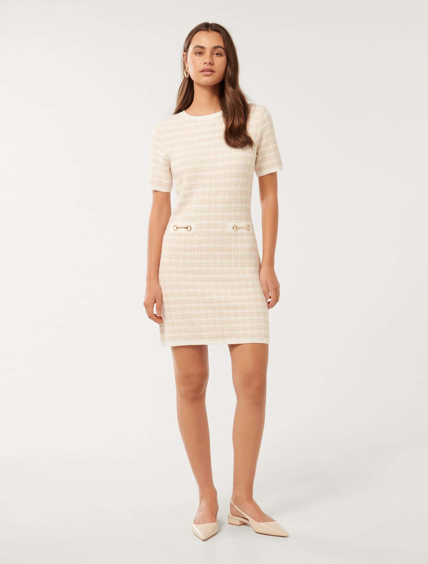 Paloma Check Mini Dress Neutral Check