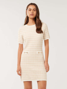 Paloma Check Mini Dress Neutral Check
