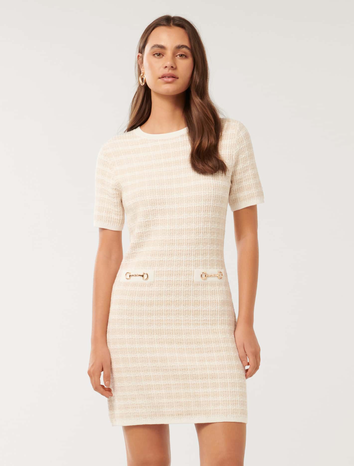 Paloma Check Mini Dress Neutral Check