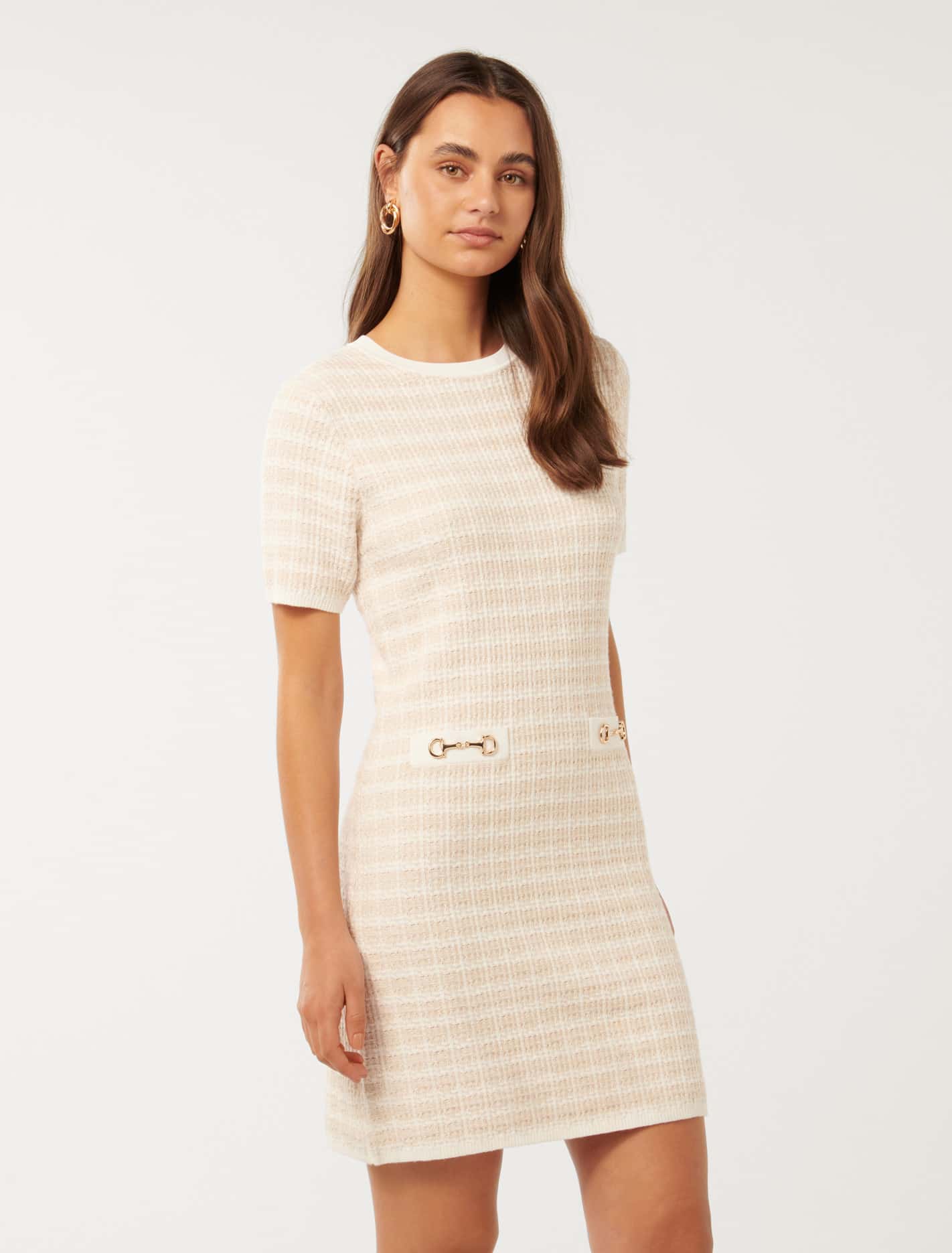 Paloma Check Mini Dress Neutral Check