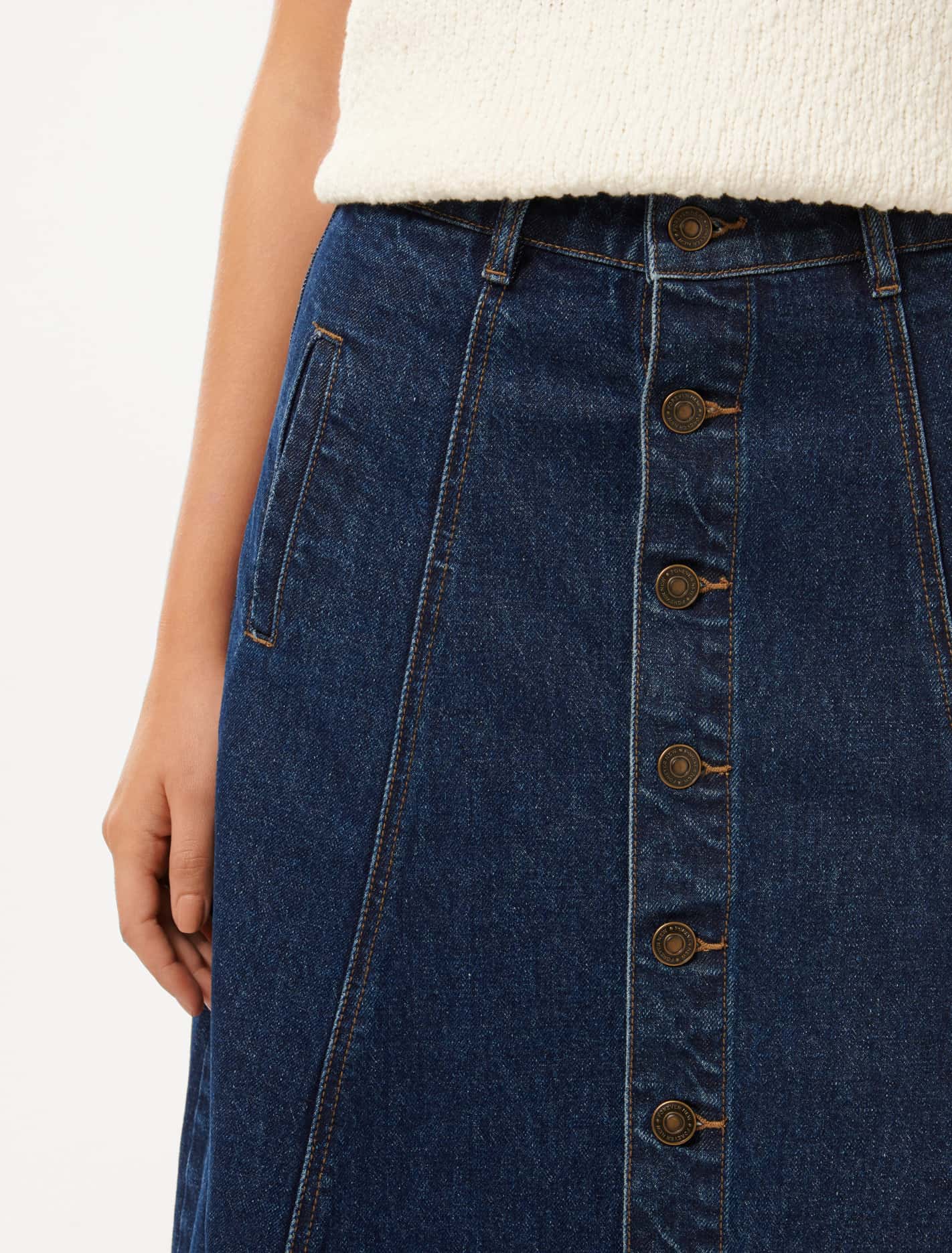 Leighton Midi Skirt Dark Wash