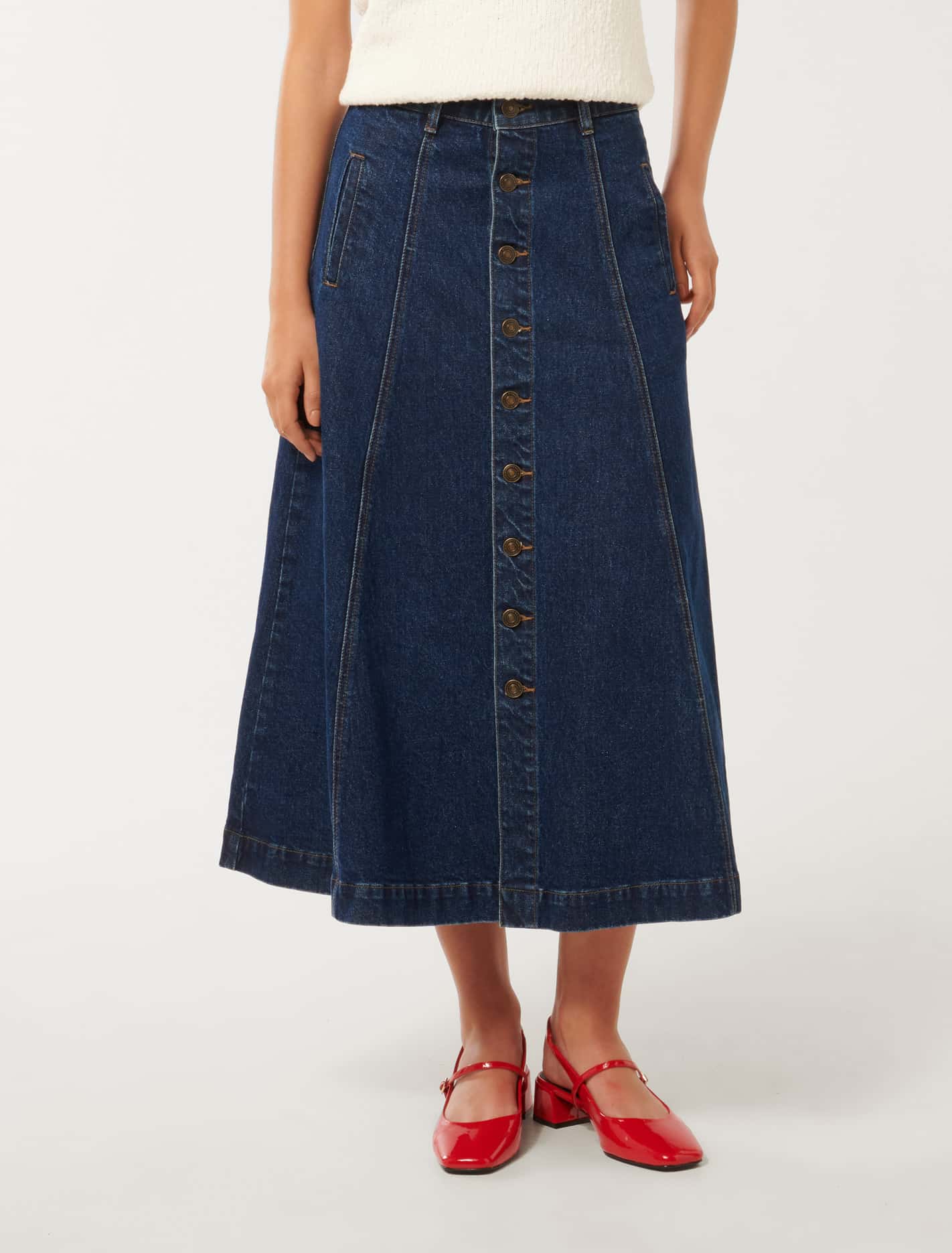 Leighton Midi Skirt Dark Wash