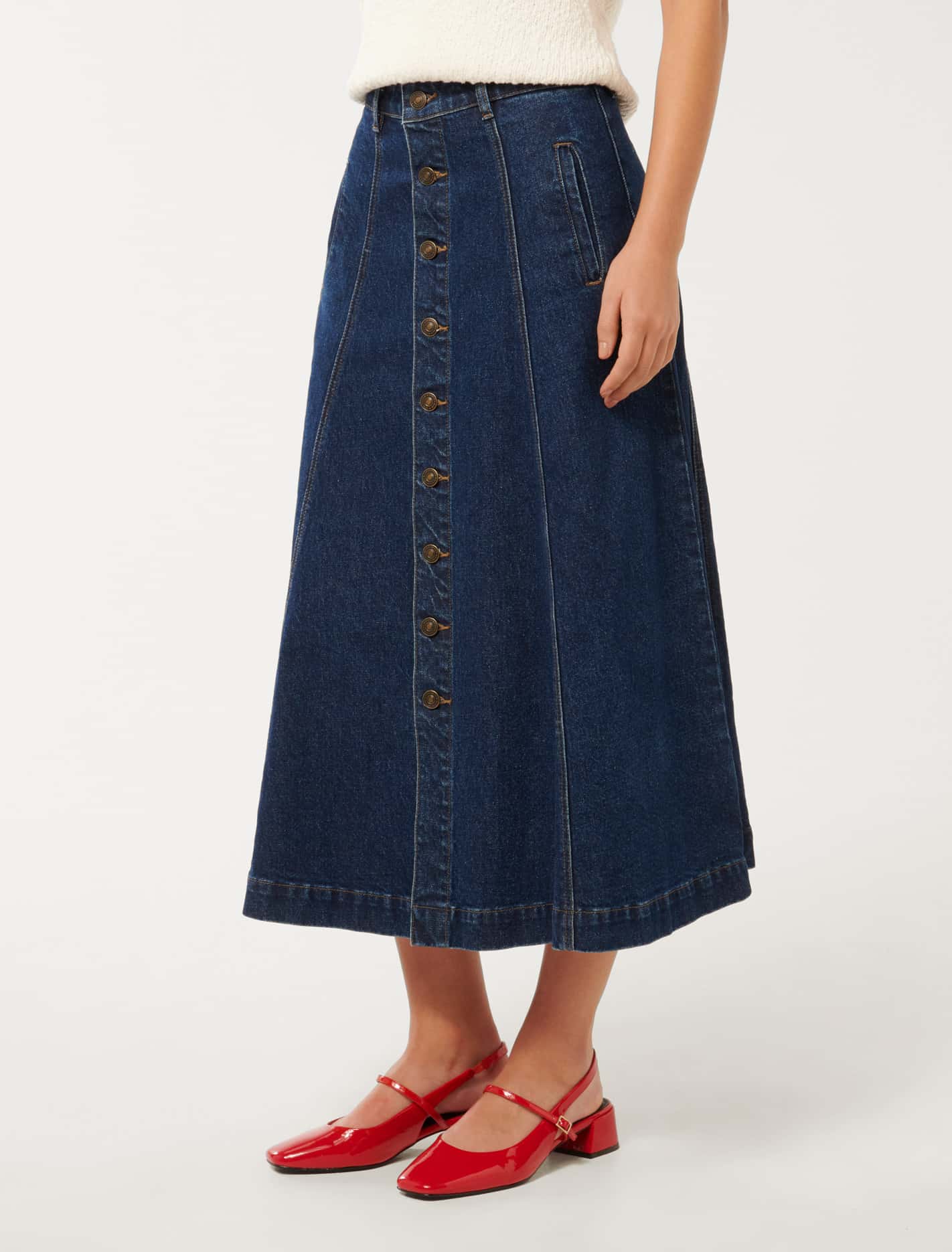 Leighton Midi Skirt Dark Wash