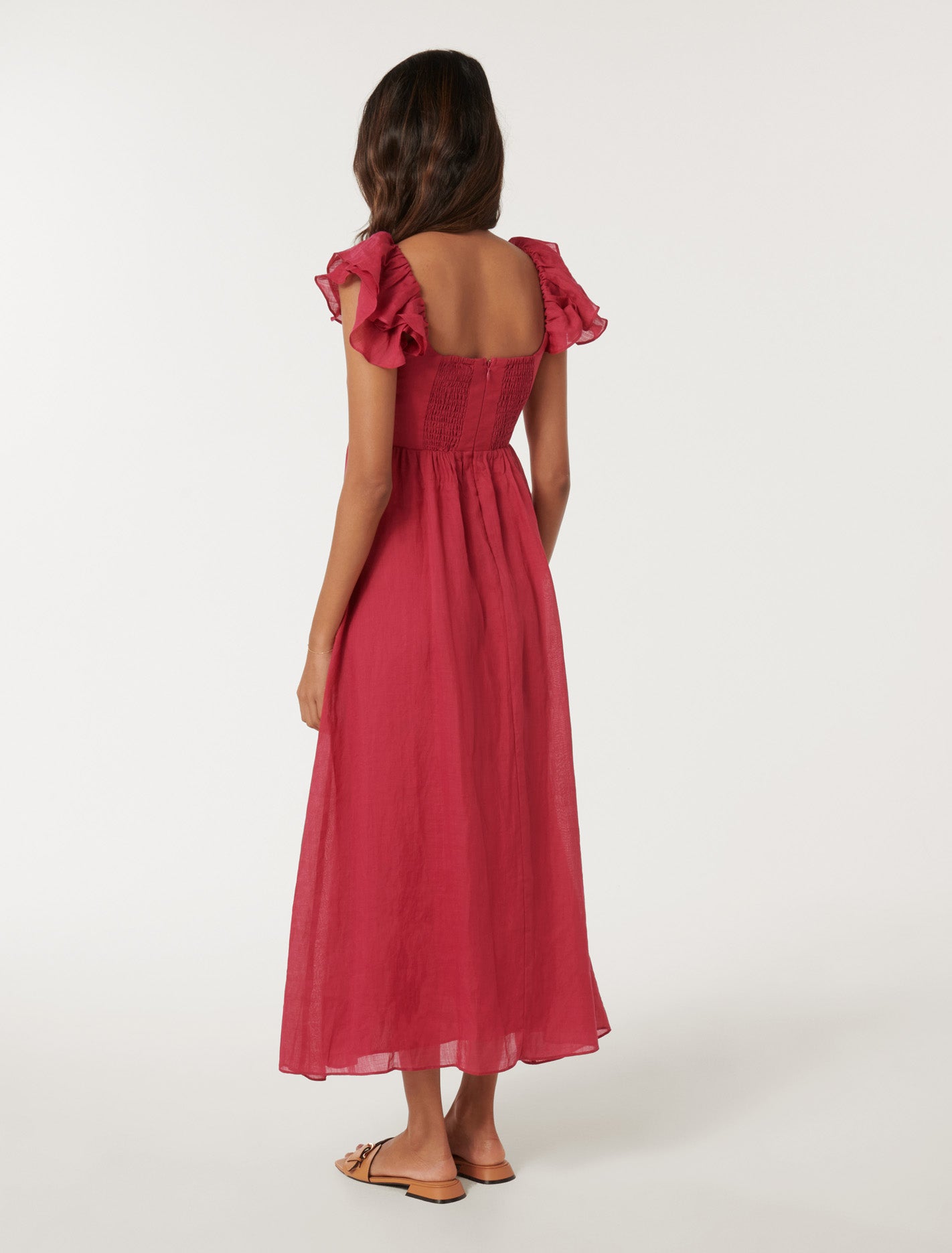 Darla Petite Flutter Sleeve Midi Claret