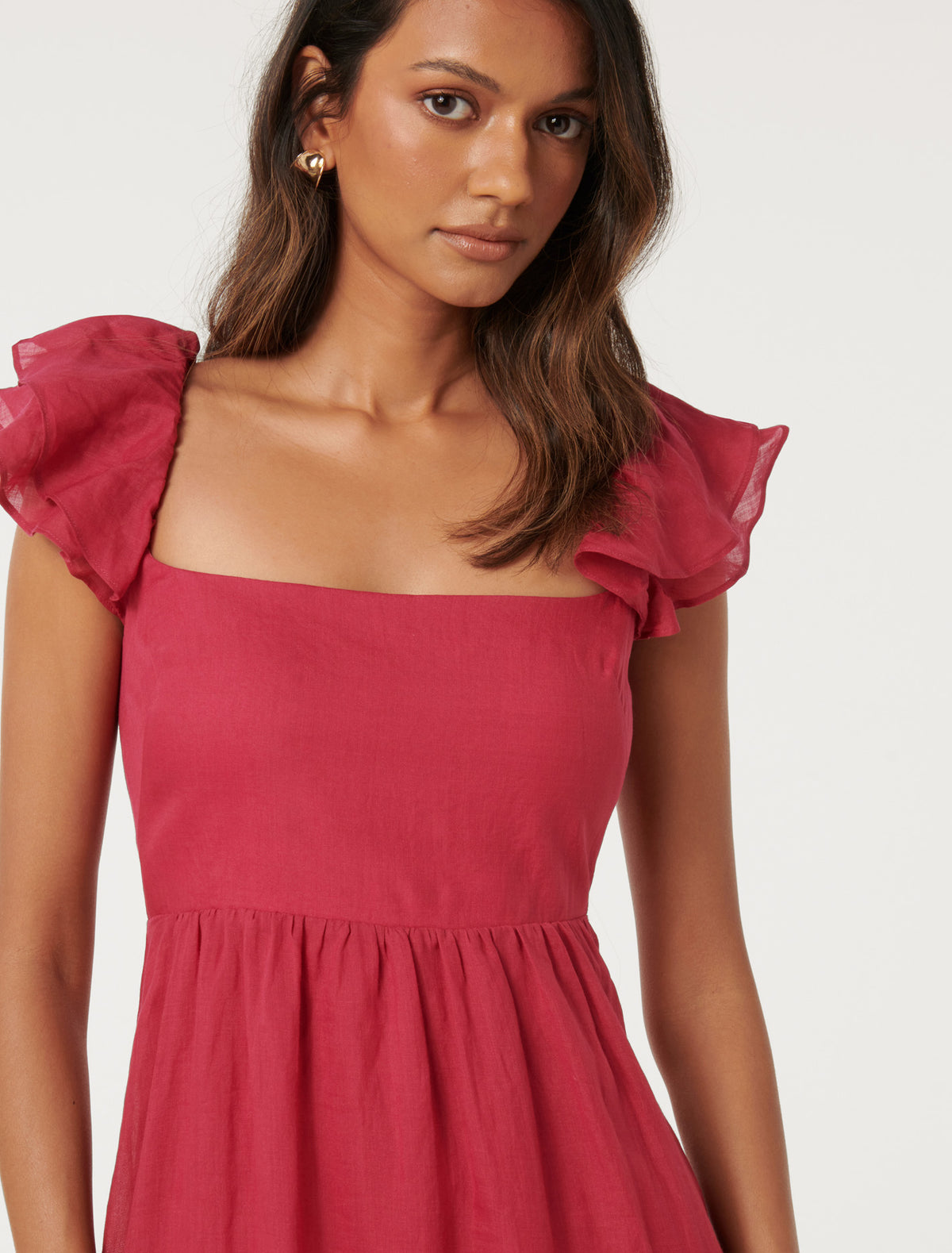 Darla Petite Flutter Sleeve Midi Claret