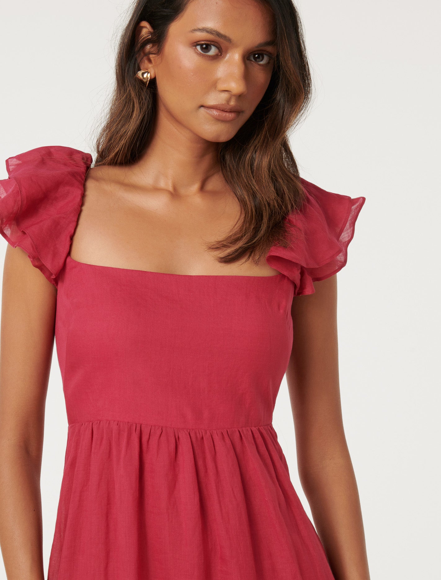 Darla Petite Flutter Sleeve Midi Claret