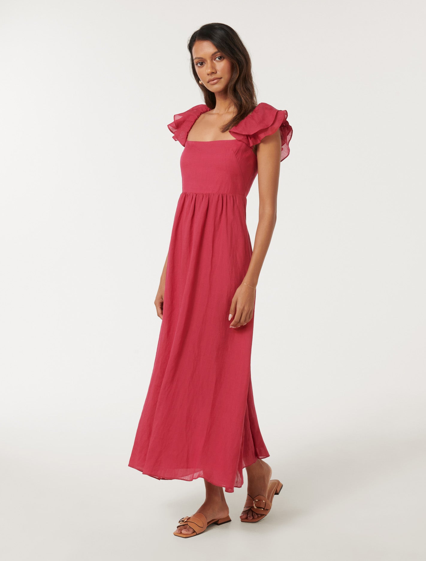 Darla Petite Flutter Sleeve Midi Claret