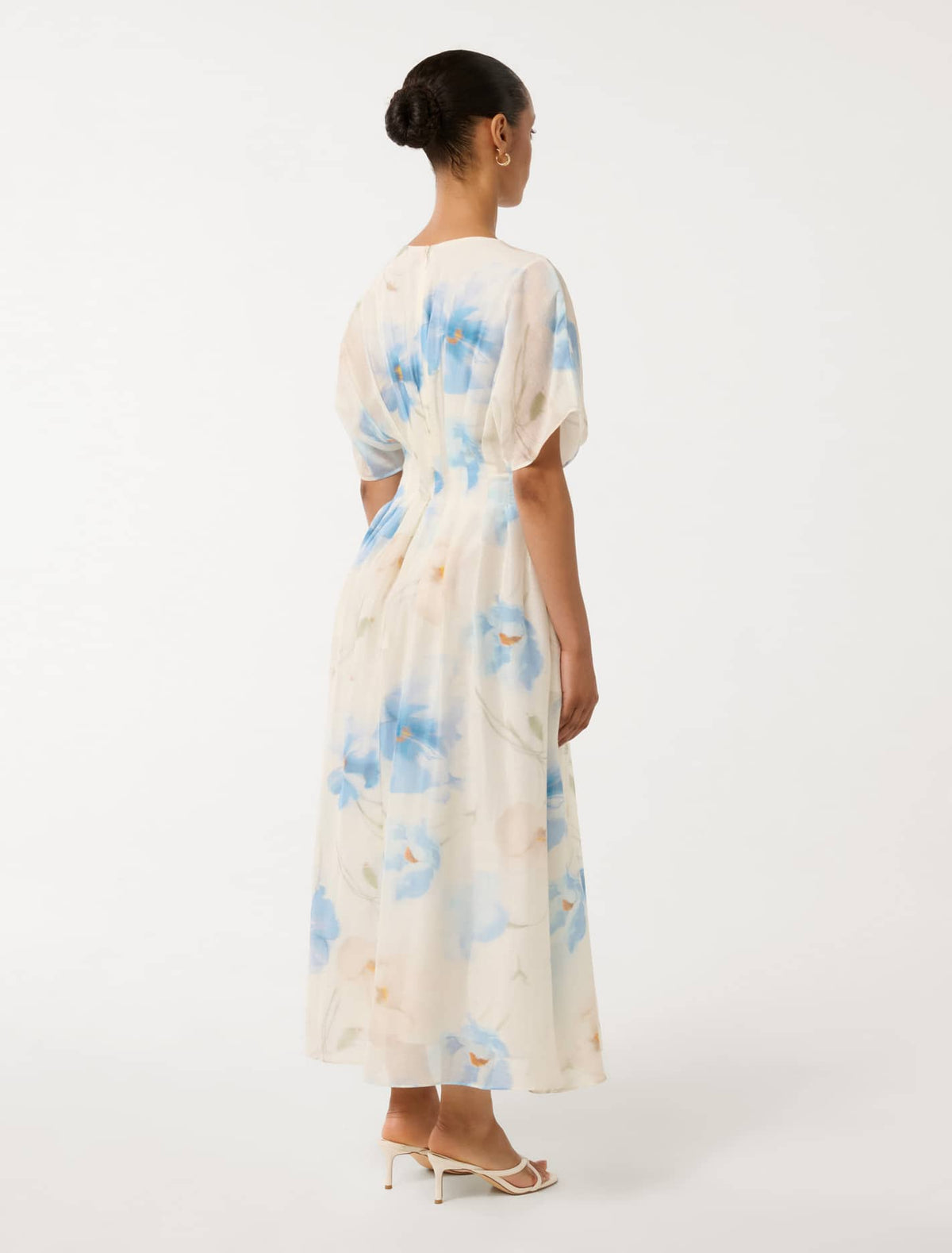 Eve Petite Seam Detail Midi Blue Valerie Floral
