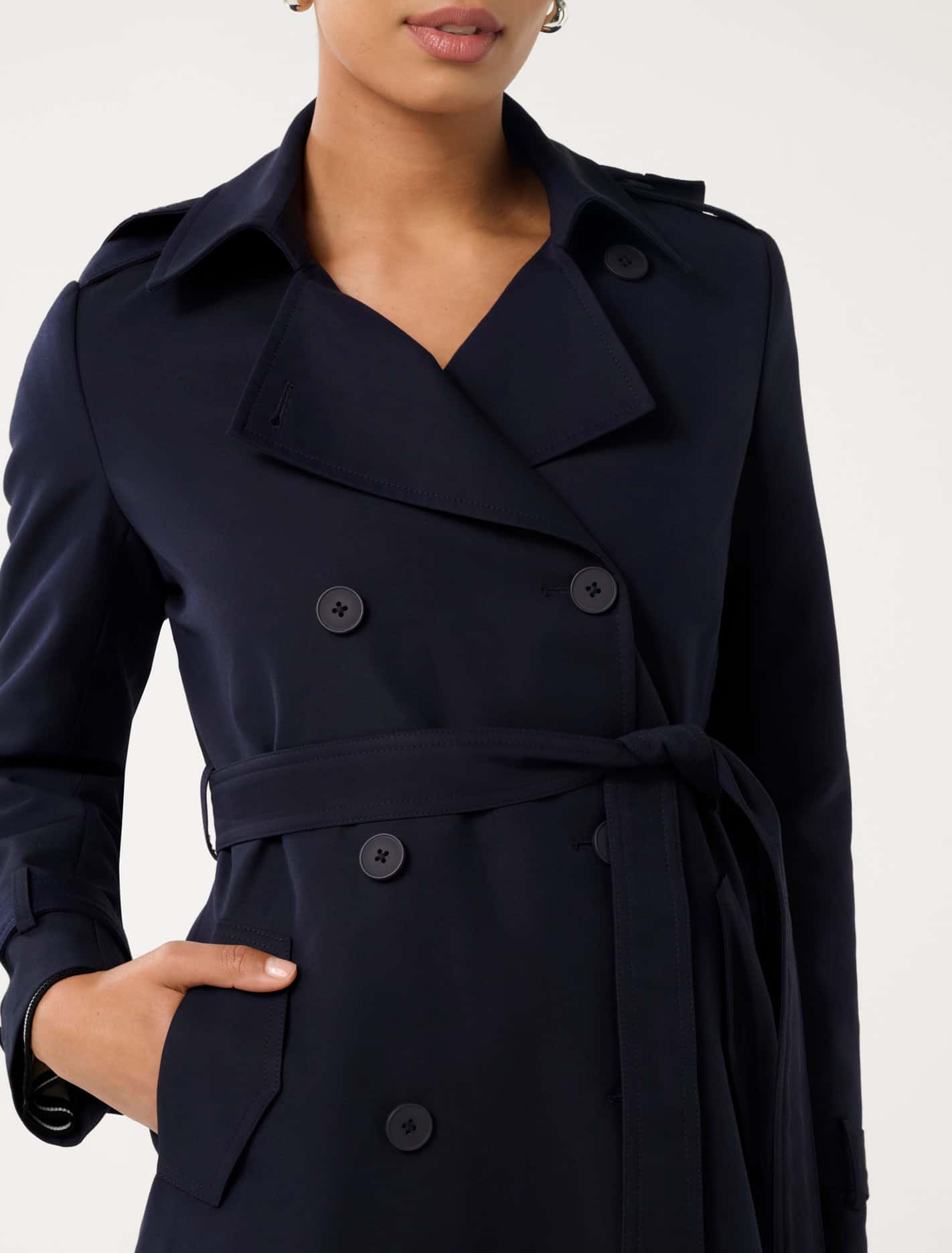 Maggie Hooded Water Resistant Trench True Navy