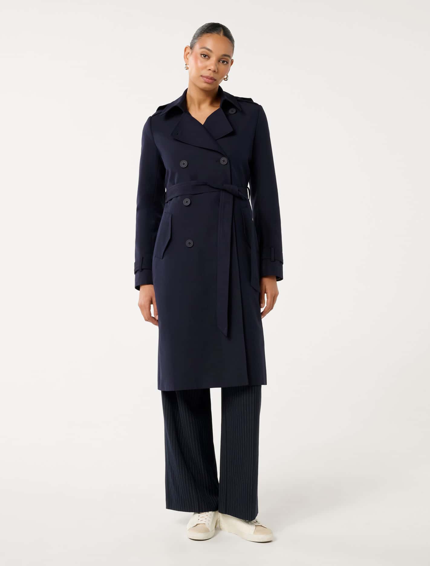 Maggie Hooded Water Resistant Trench True Navy