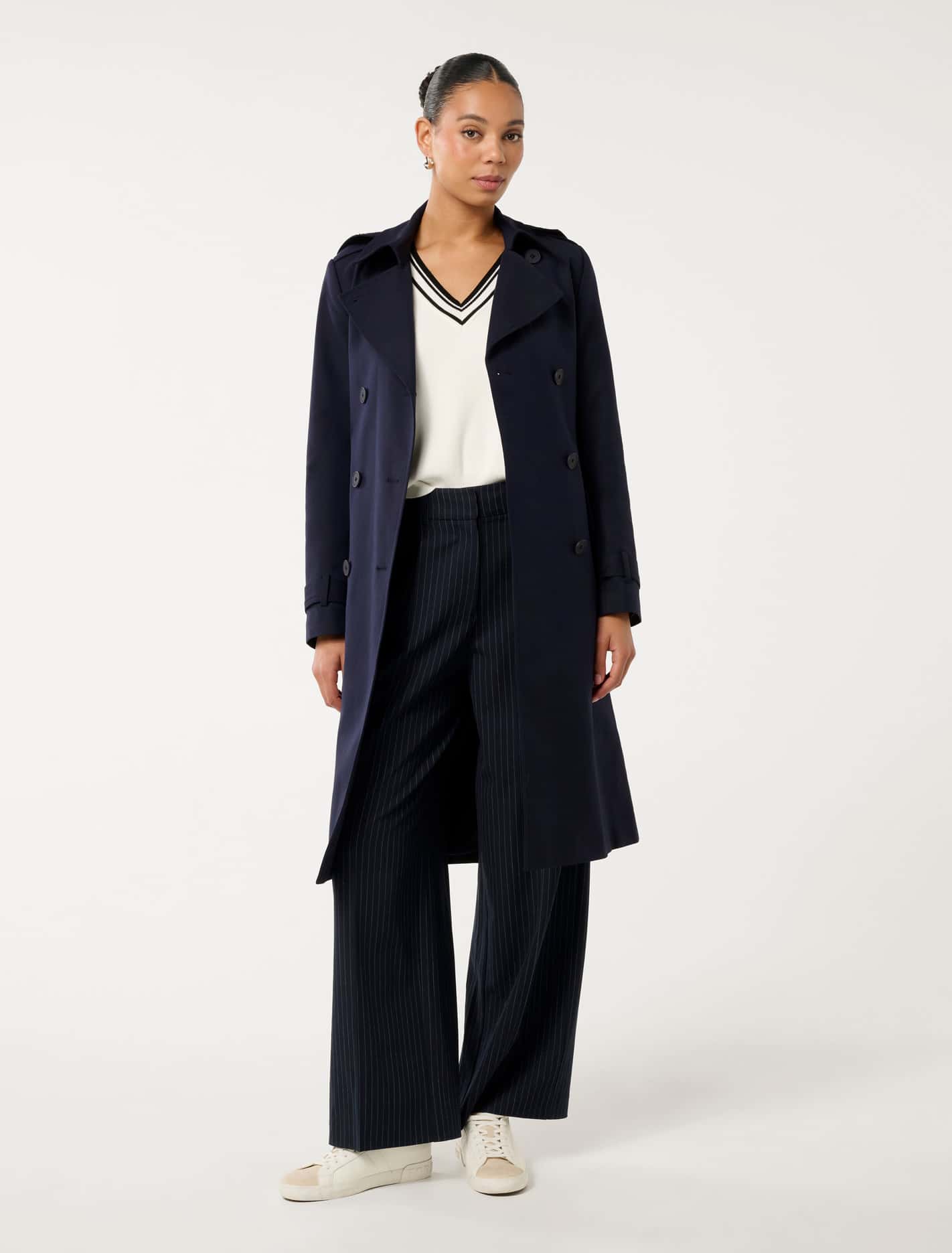 Maggie Hooded Water Resistant Trench True Navy