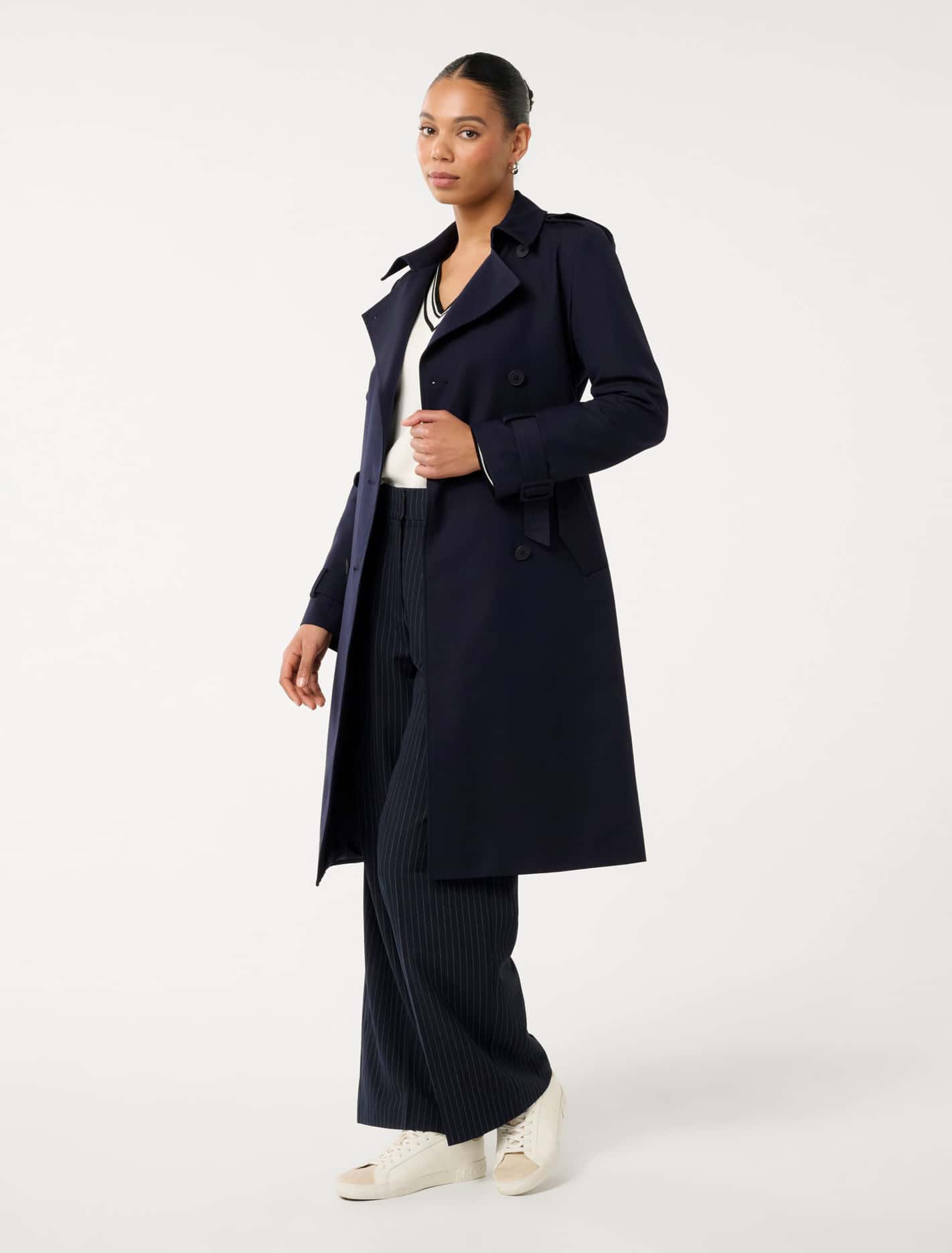 Maggie Hooded Water Resistant Trench True Navy