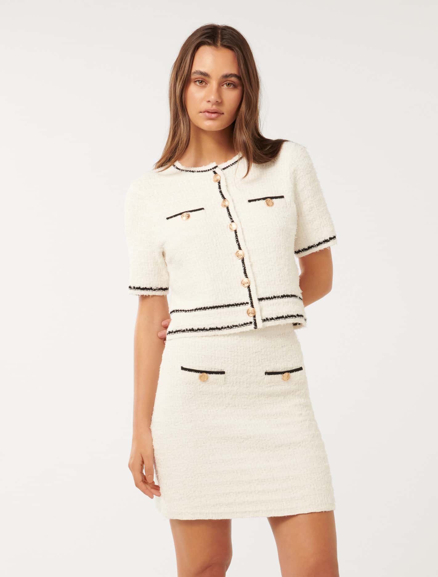Margot Knitted Tee Mono Tipped
