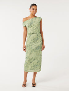 Gracelynn Twist Shoulder Mesh Midi Citrus Serpent