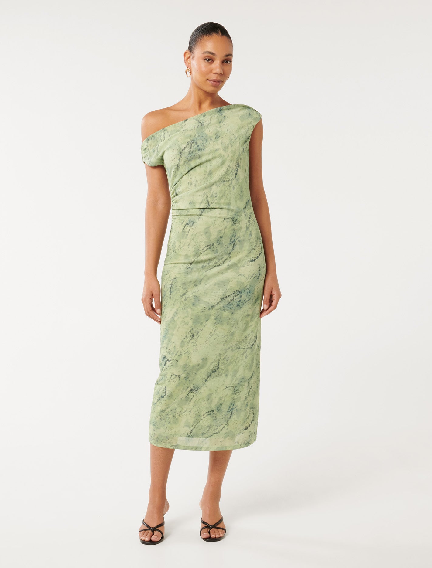 Gracelynn Twist Shoulder Mesh Midi Citrus Serpent