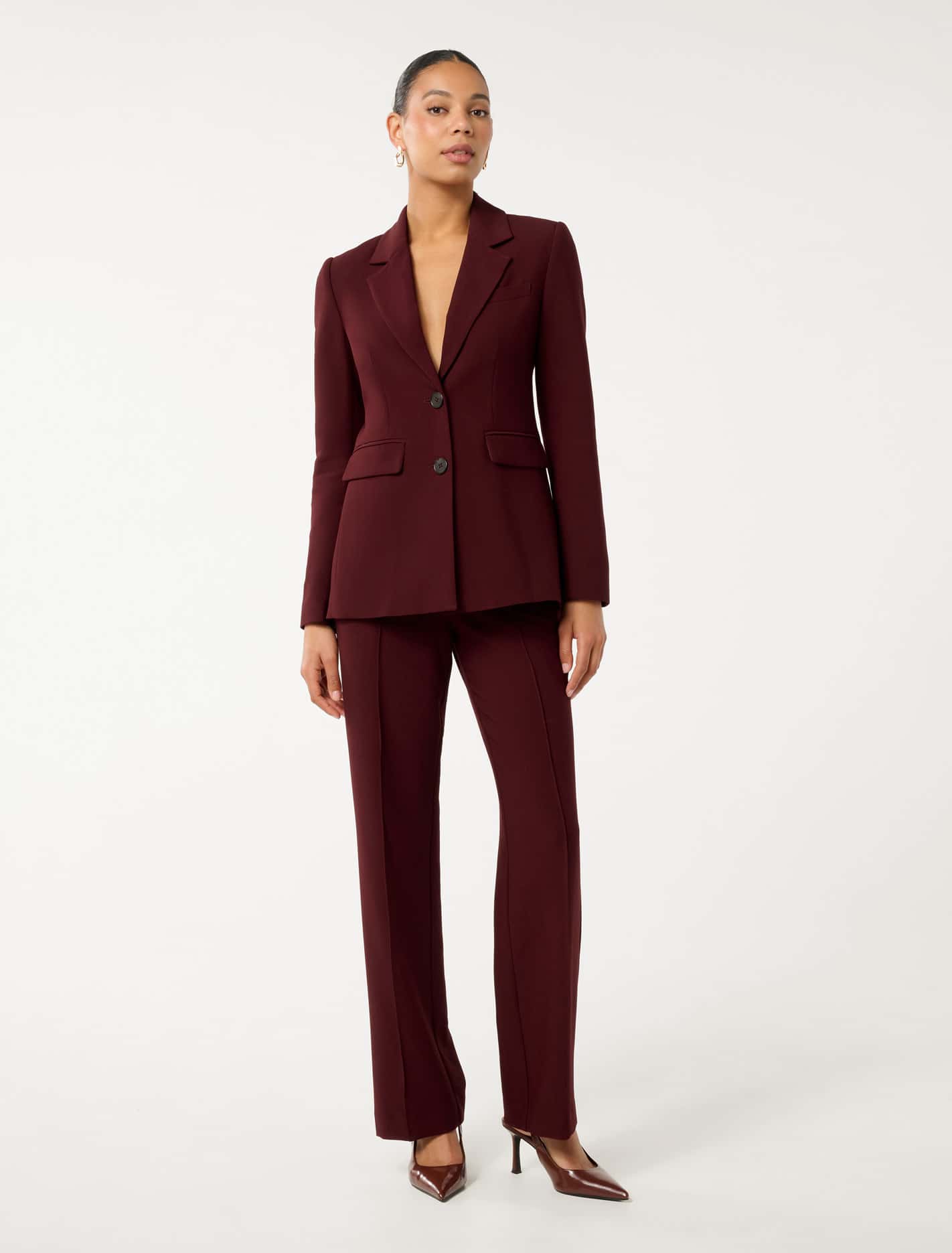 Clarette Nipped Waist Blazer Dark Cherry Suit