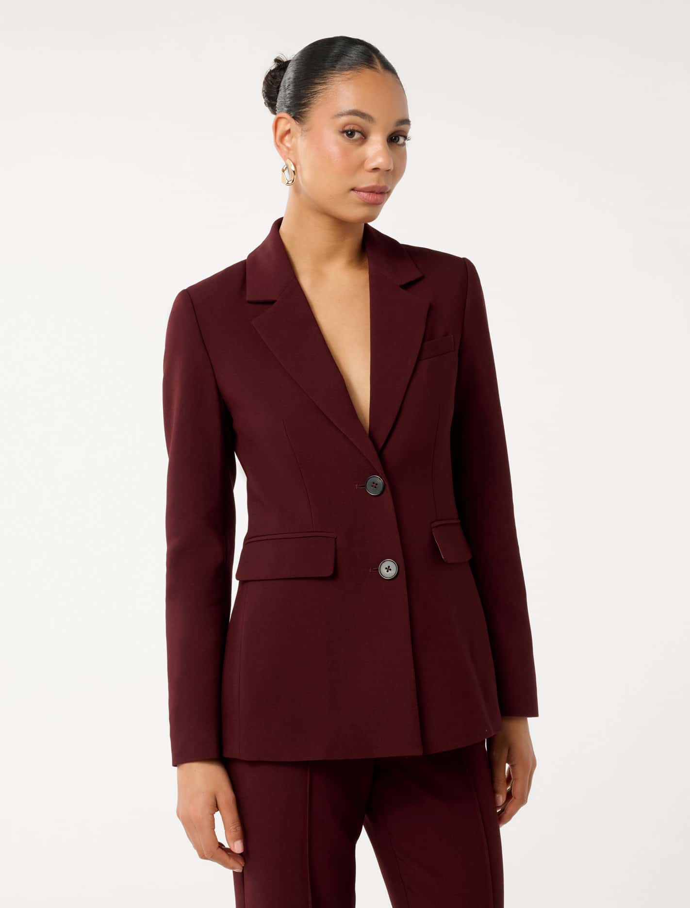 Clarette Nipped Waist Blazer Dark Cherry Suit