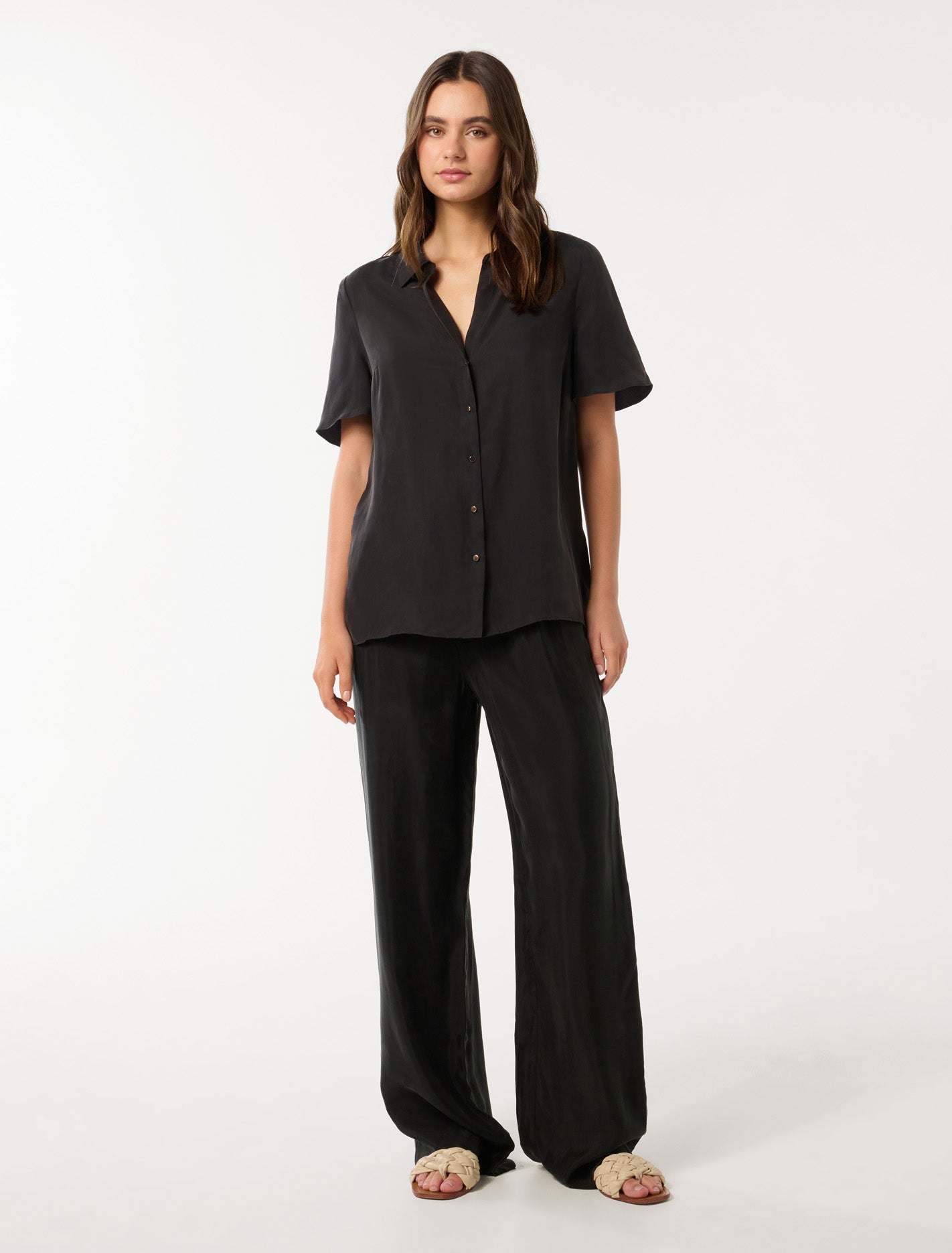 Betsy Cupro Shirt Black Co-Ord
