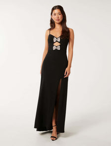 Brynn Strappy Bow Maxi Dress Black