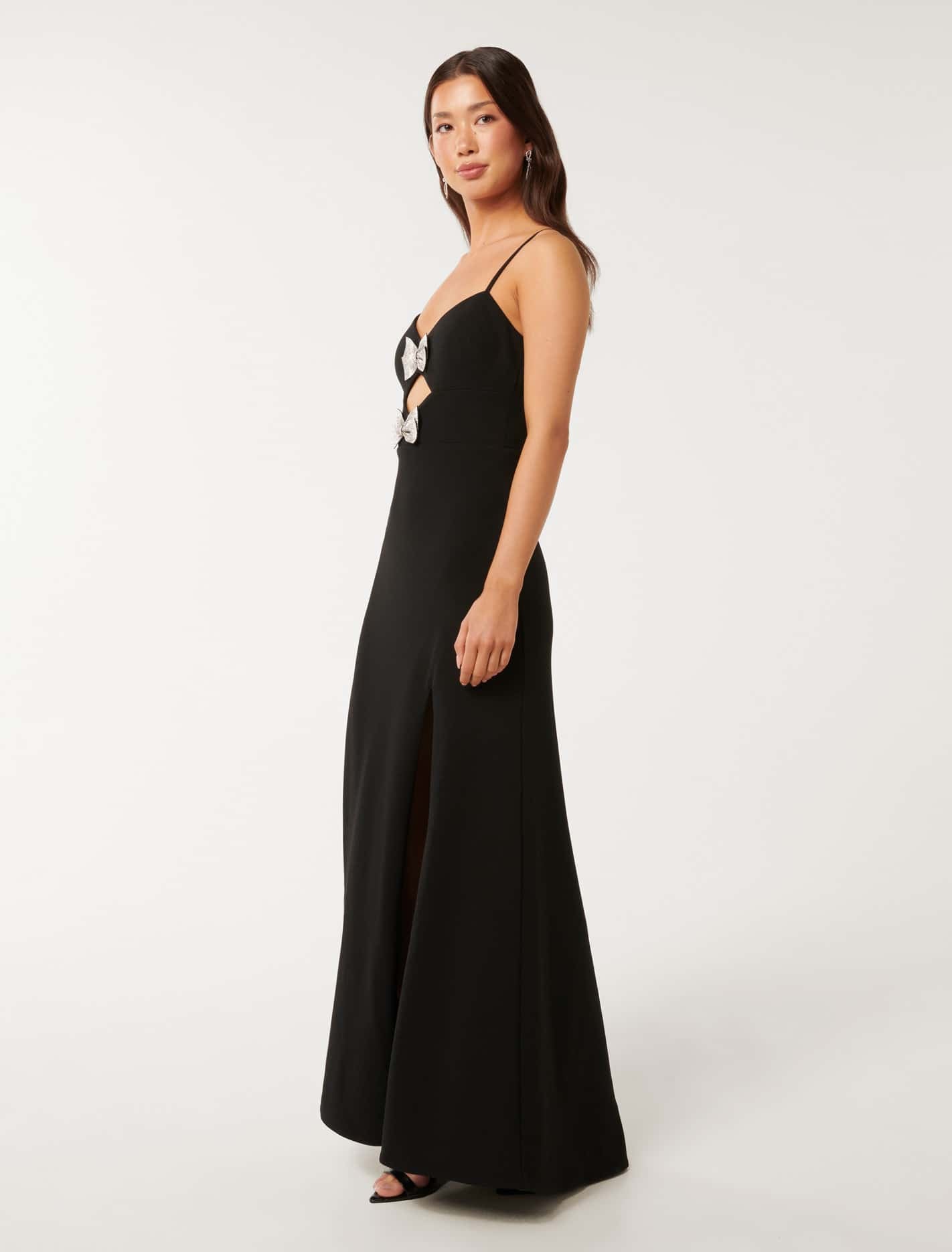 Brynn Strappy Bow Maxi Dress Black