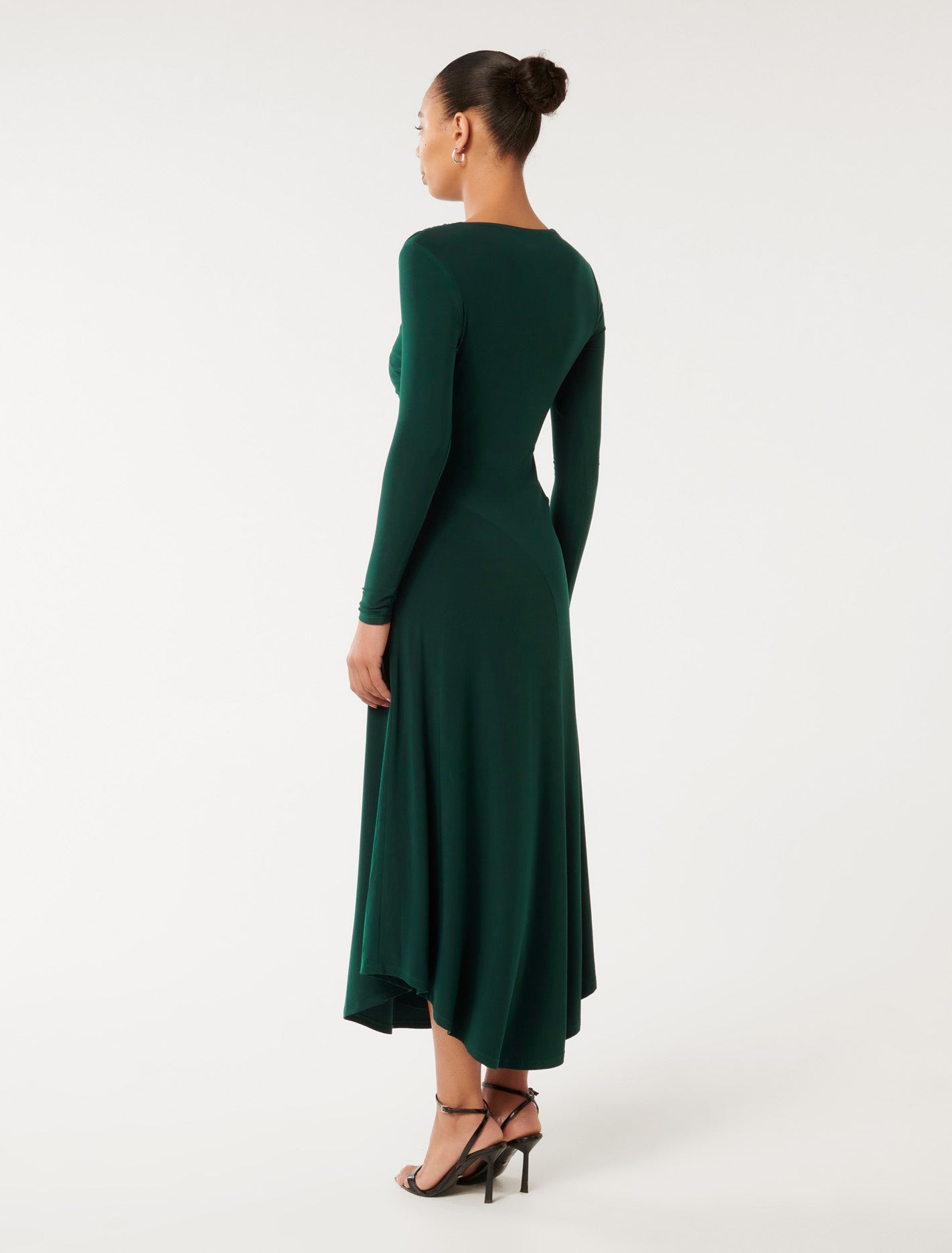 Sawyer Asymmetric Drape Dress Forest Moss