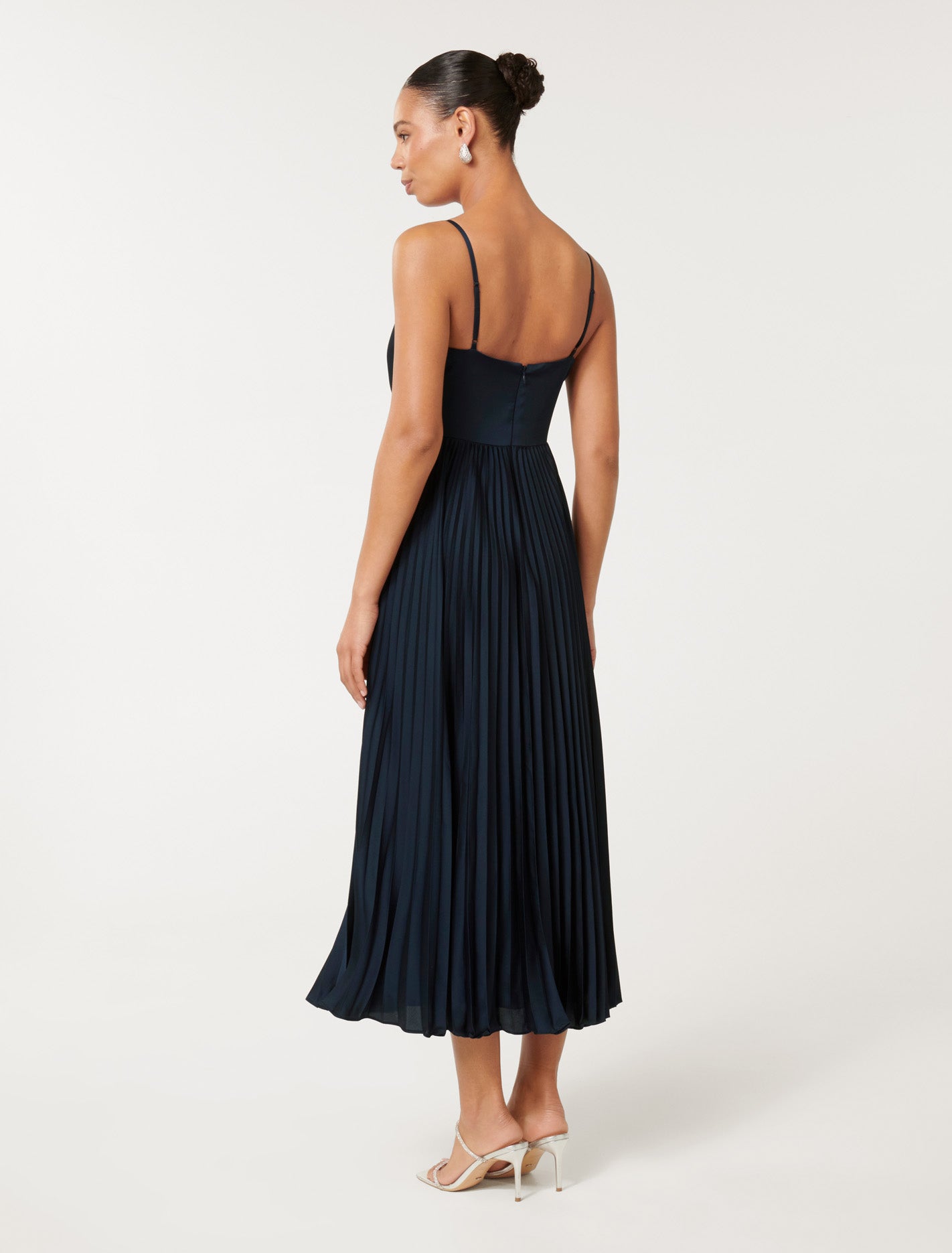 Chloe Pleated Midi Dress Deep Navy