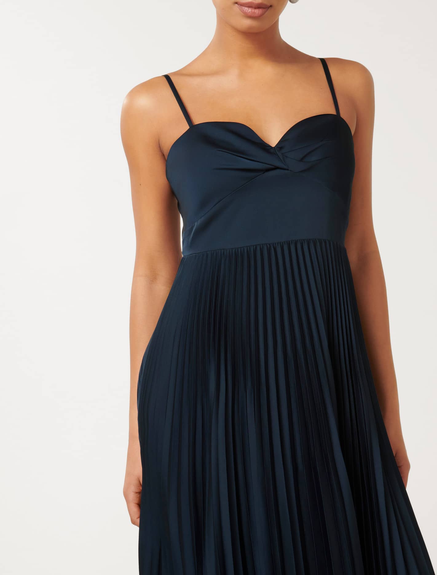 Chloe Pleated Midi Dress Deep Navy