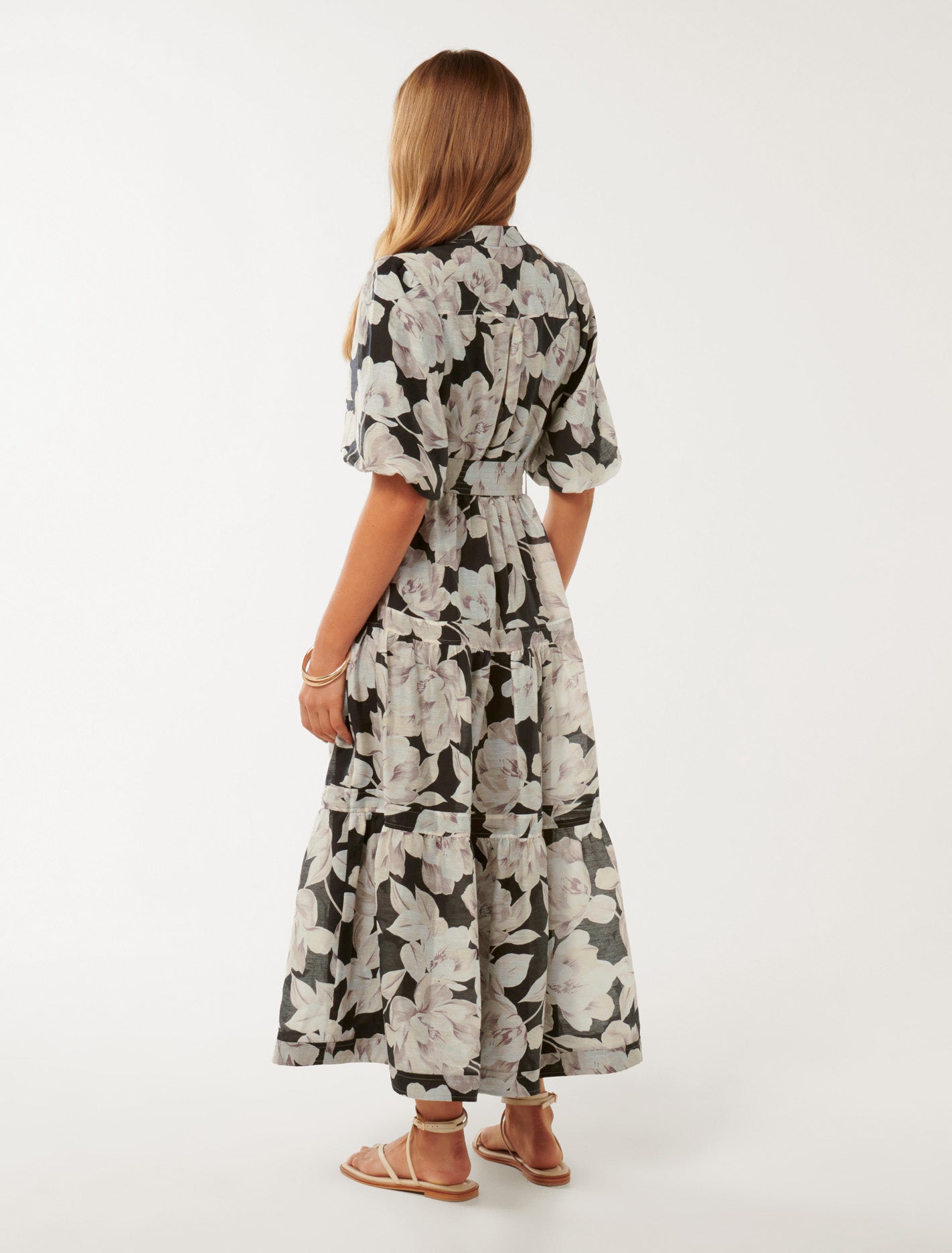 Leona Short-Sleeved Pin Tuck Midi Dress Light Wright Floral