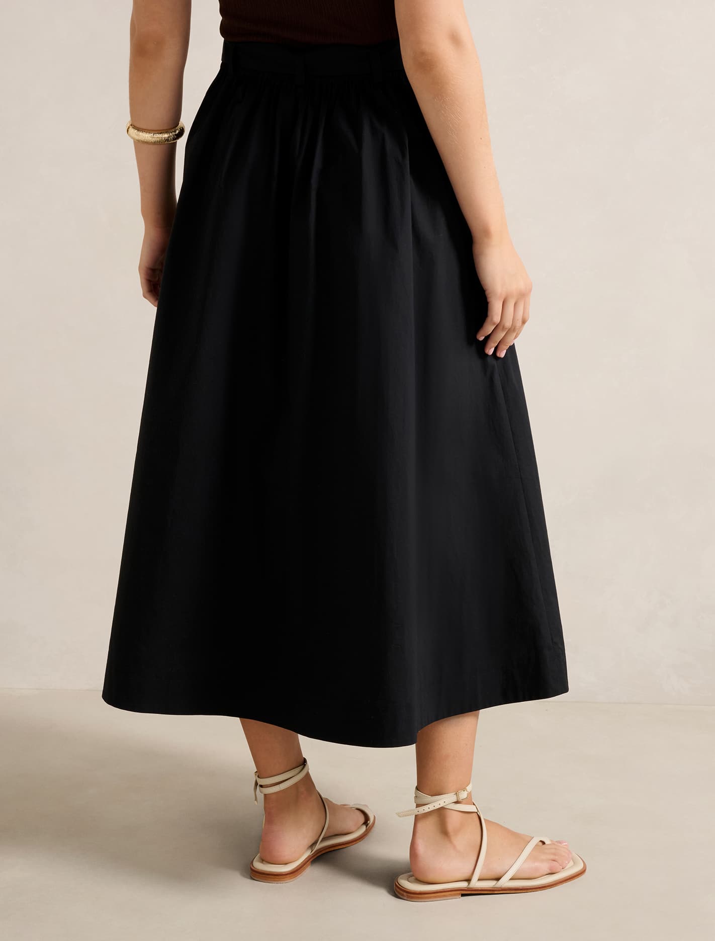 Madeleine Belted Midi Skirt Black