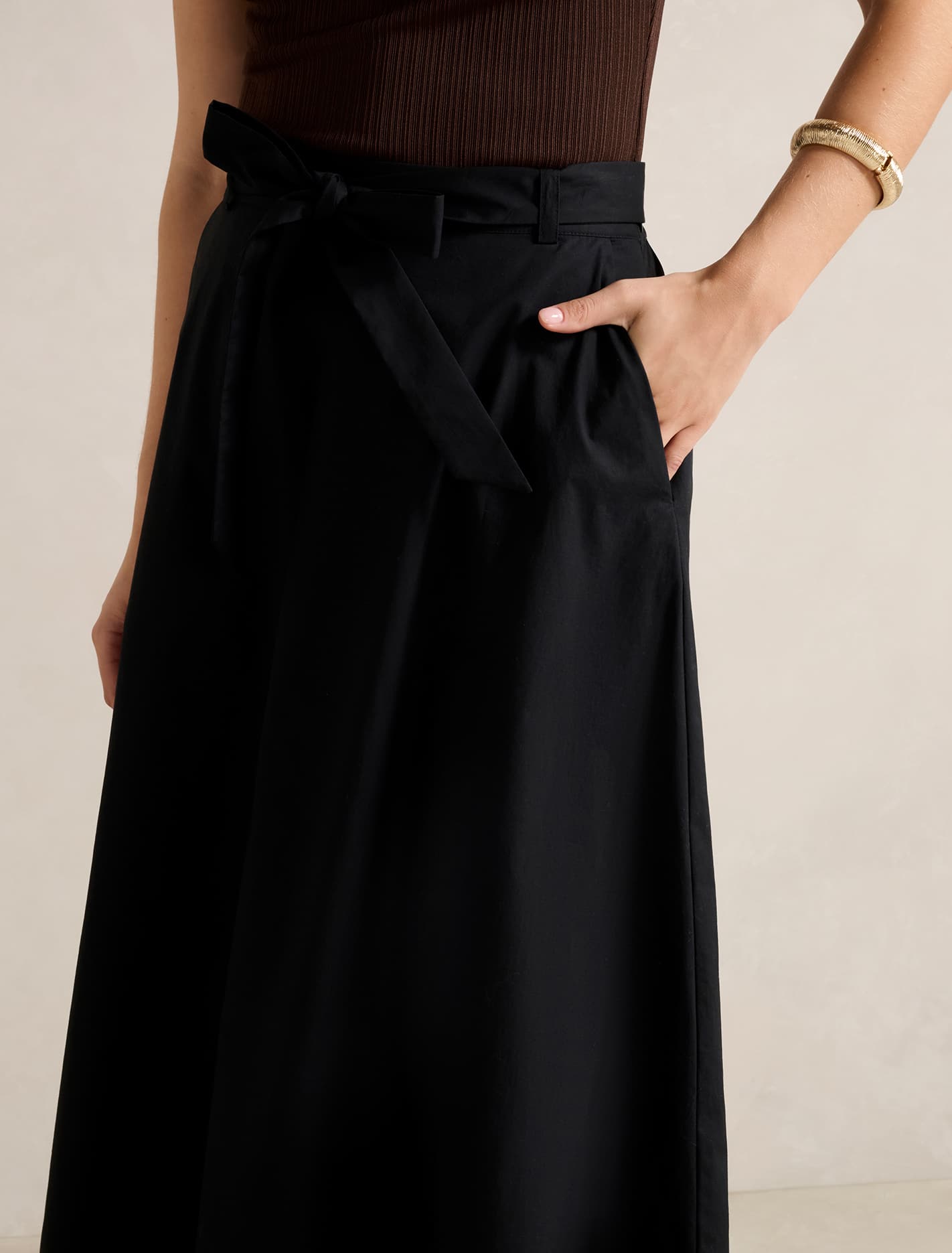 Madeleine Belted Midi Skirt Black