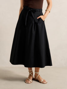 Madeleine Belted Midi Skirt Black