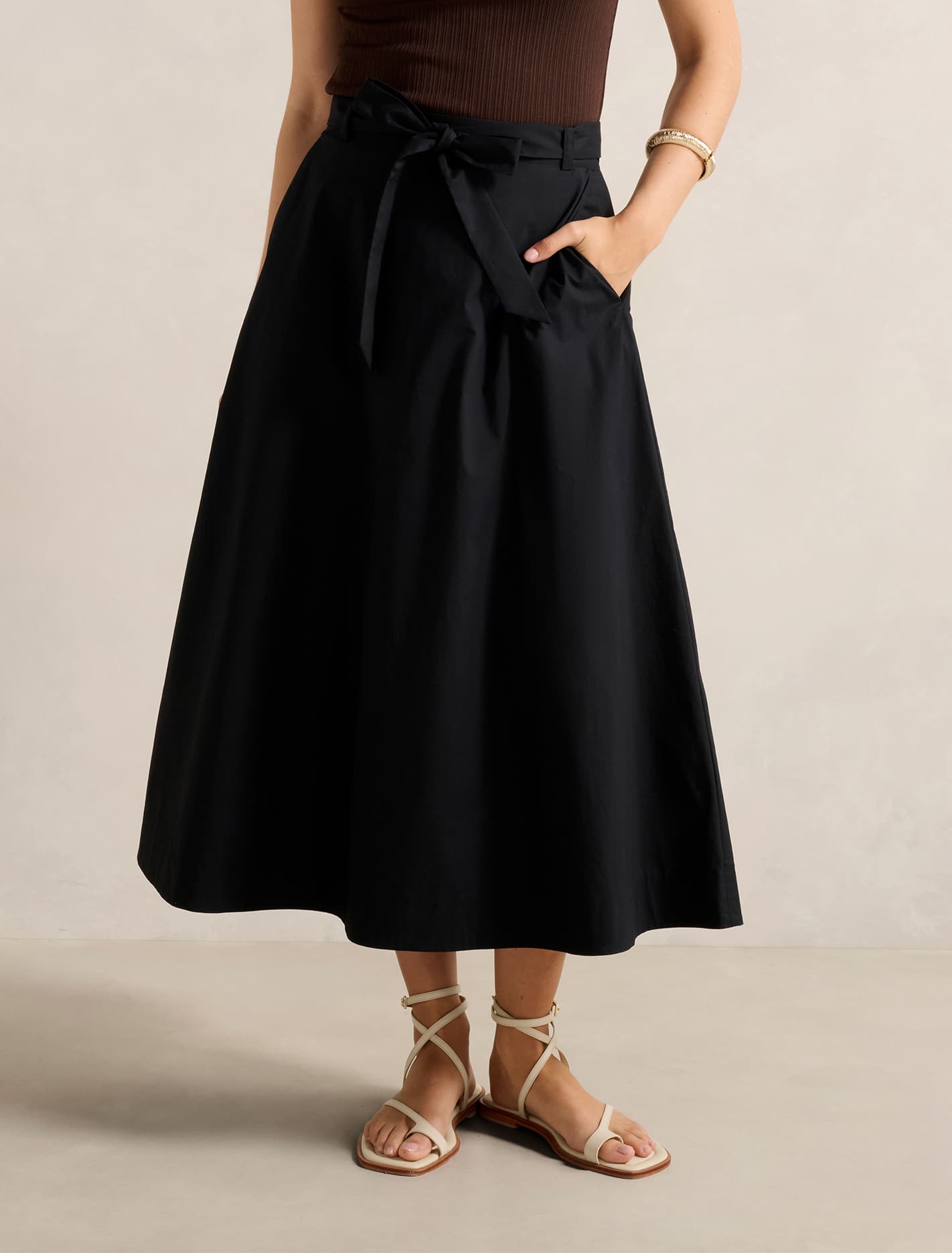 Madeleine Belted Midi Skirt Black