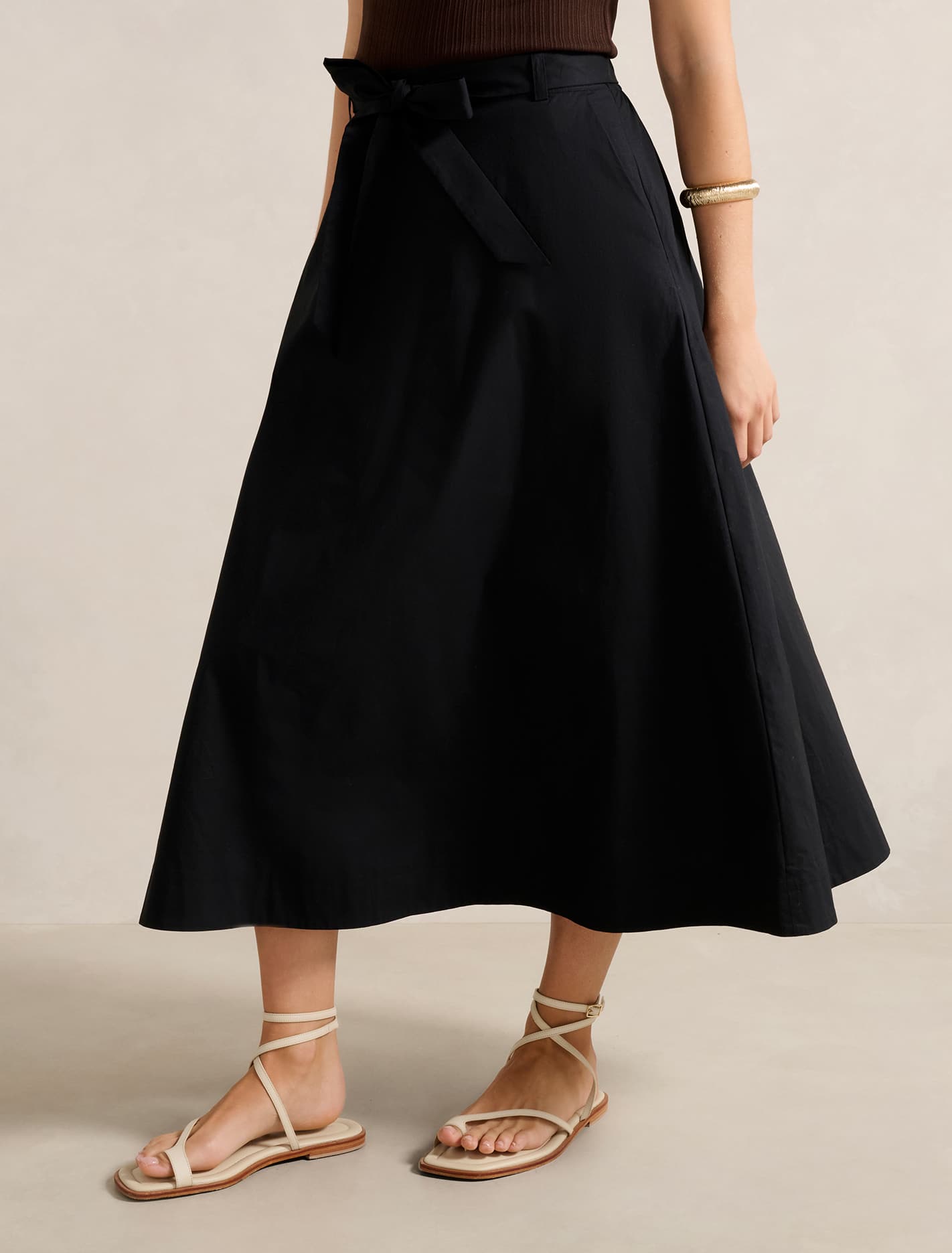 Madeleine Belted Midi Skirt Black