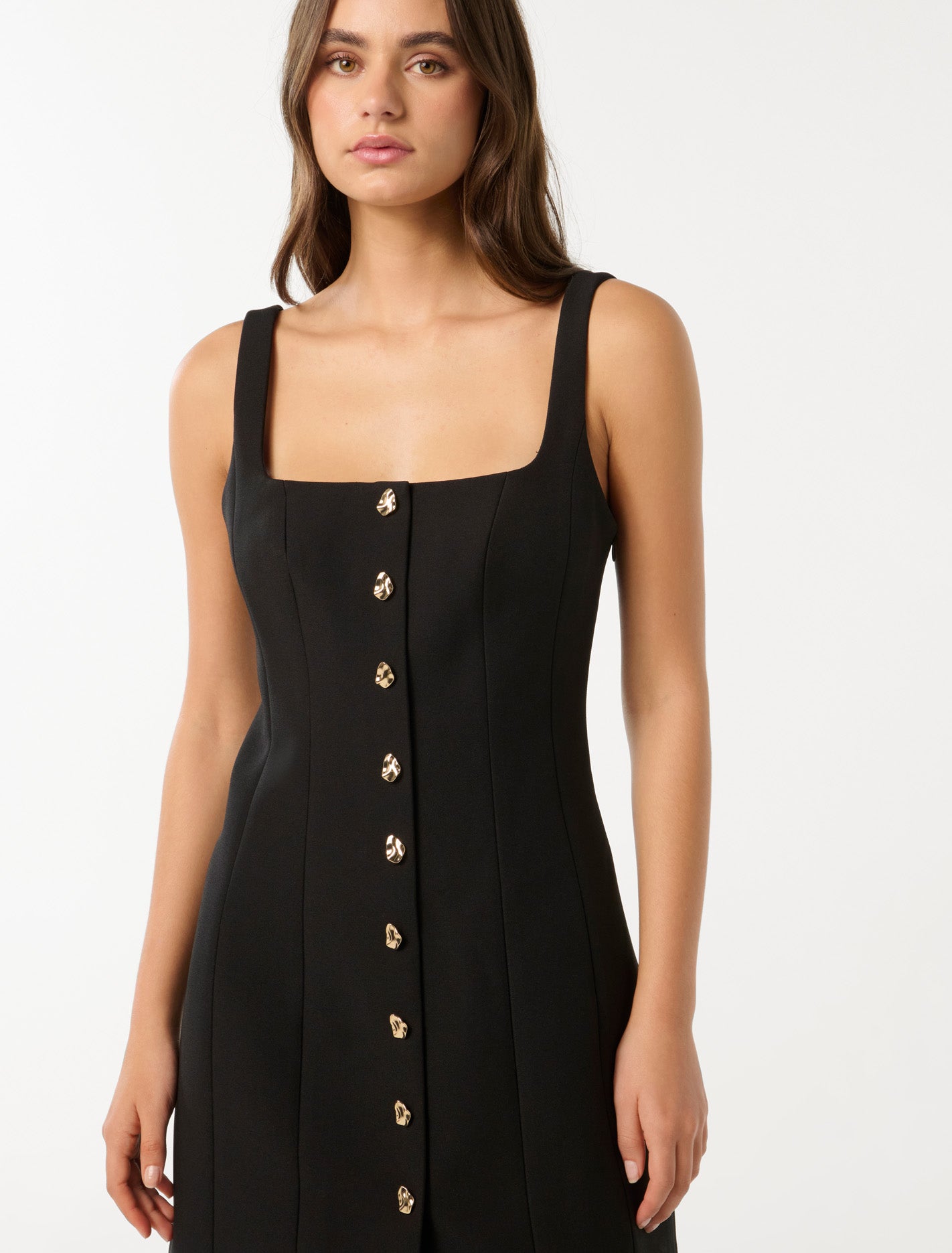 Penny Button-Down Mini Dress Black
