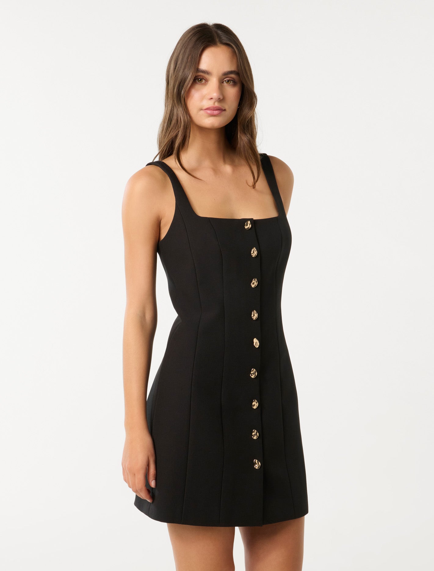 Penny Button-Down Mini Dress Black