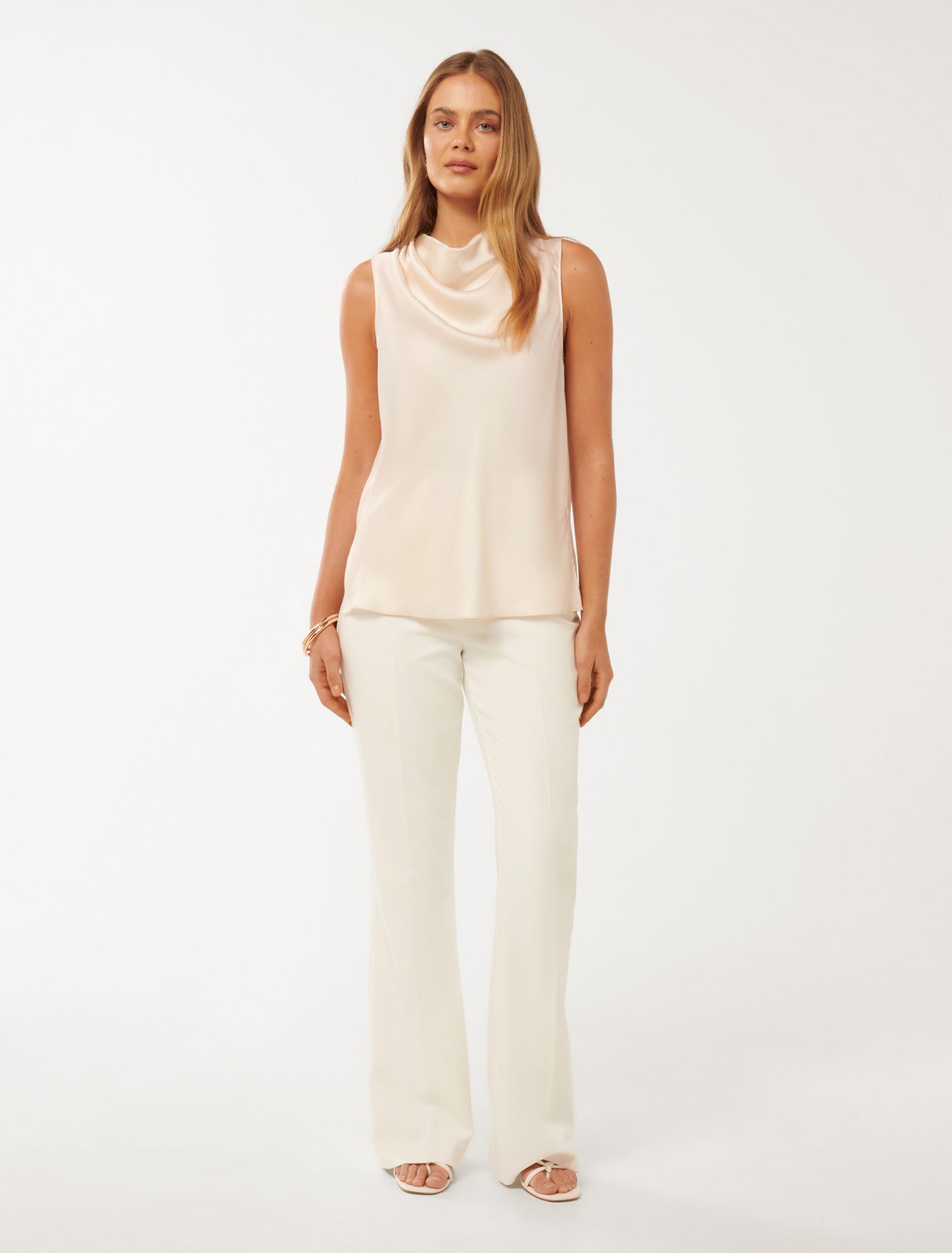 Sallie Satin Cowl Tank Bone