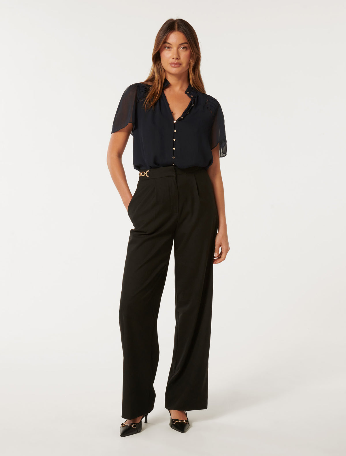 Georgie Trim Insert Top Navy
