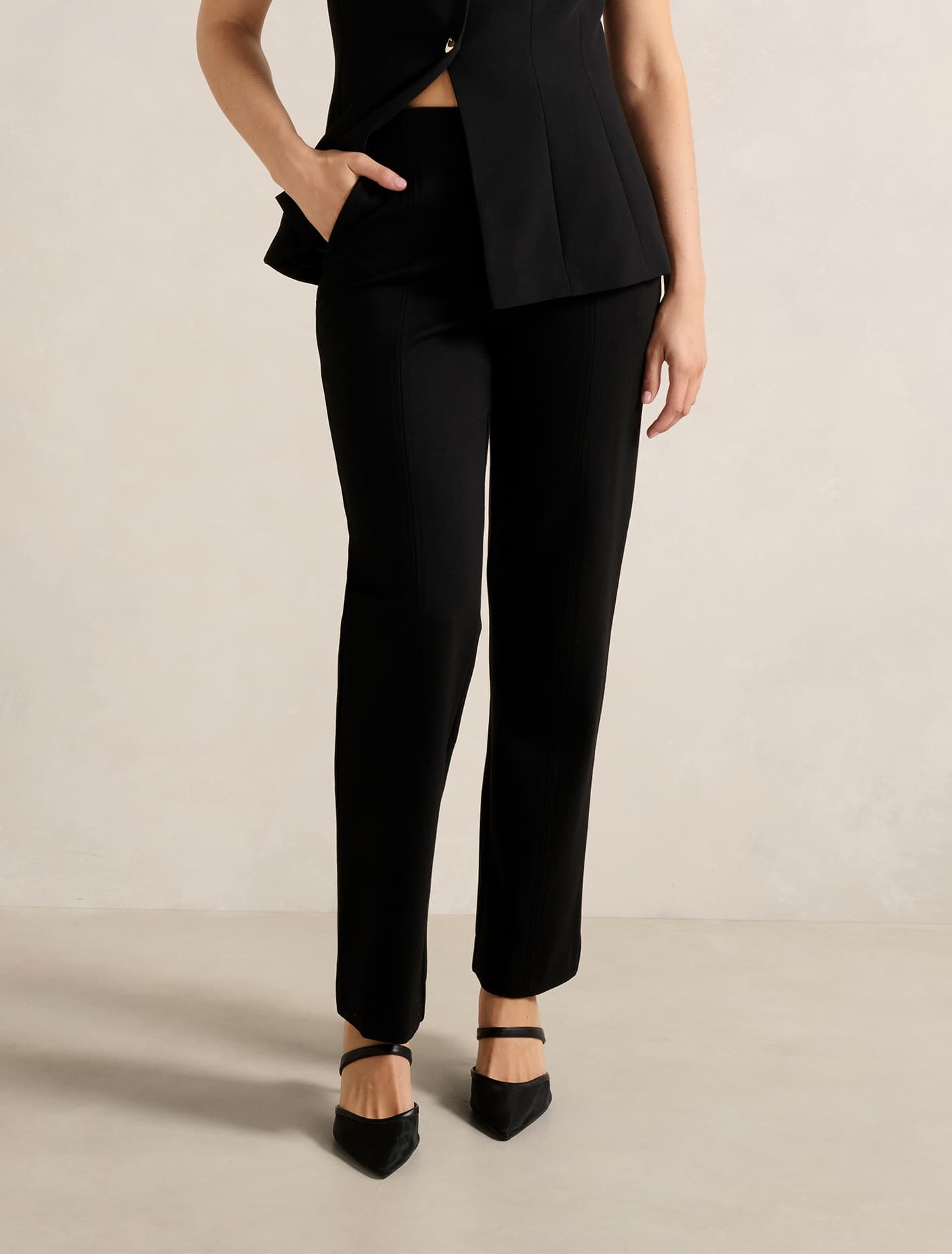 Percy Crop Ponte Pant Black