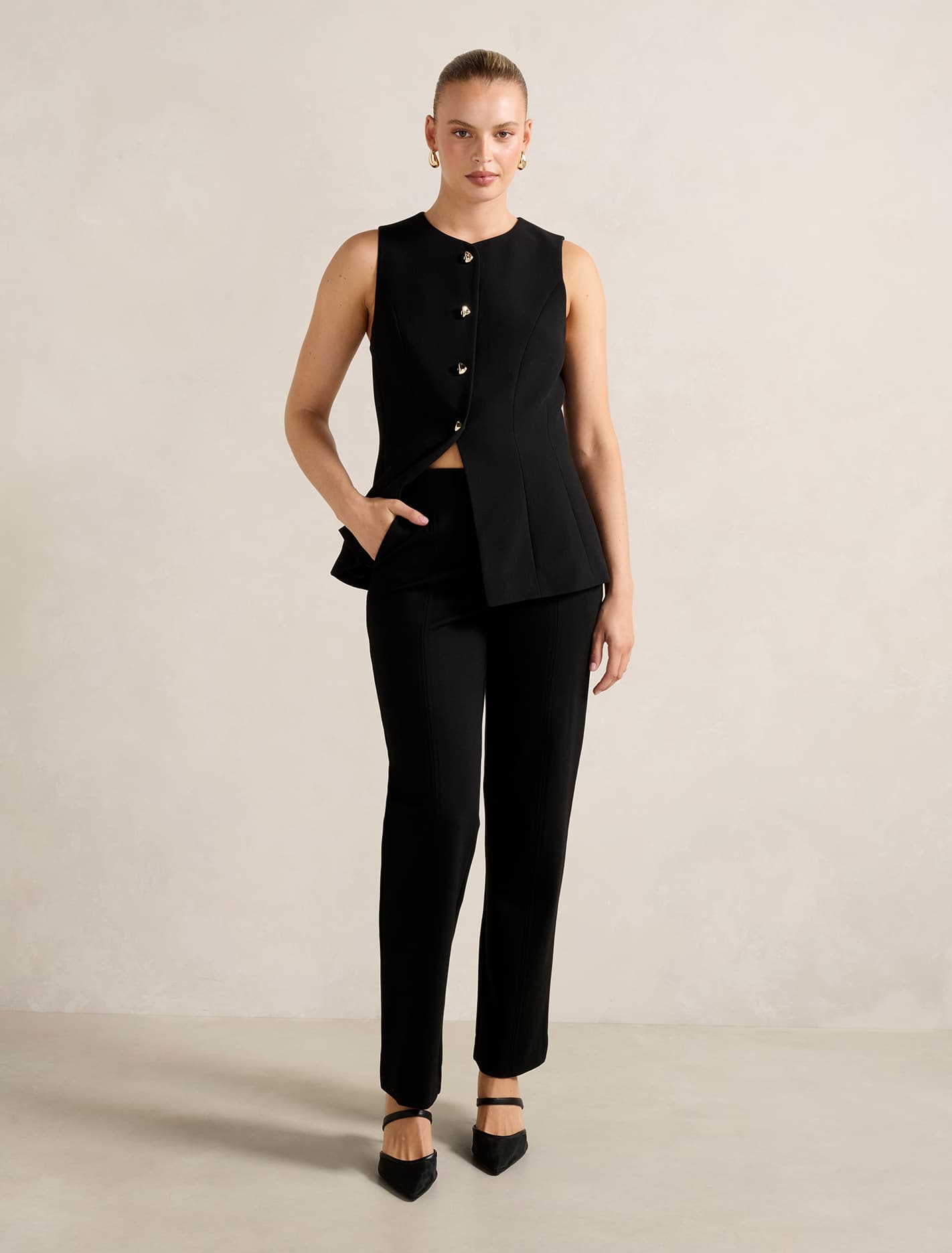 Percy Crop Ponte Pant Black