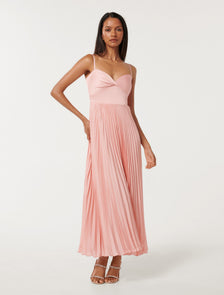 Chloe Petite Pleated Dress Soft Blush