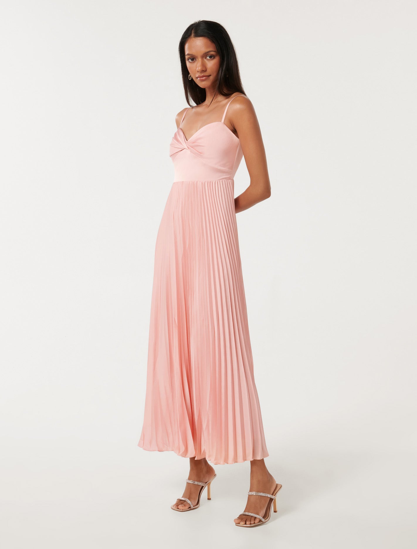 Chloe Petite Pleated Dress Soft Blush