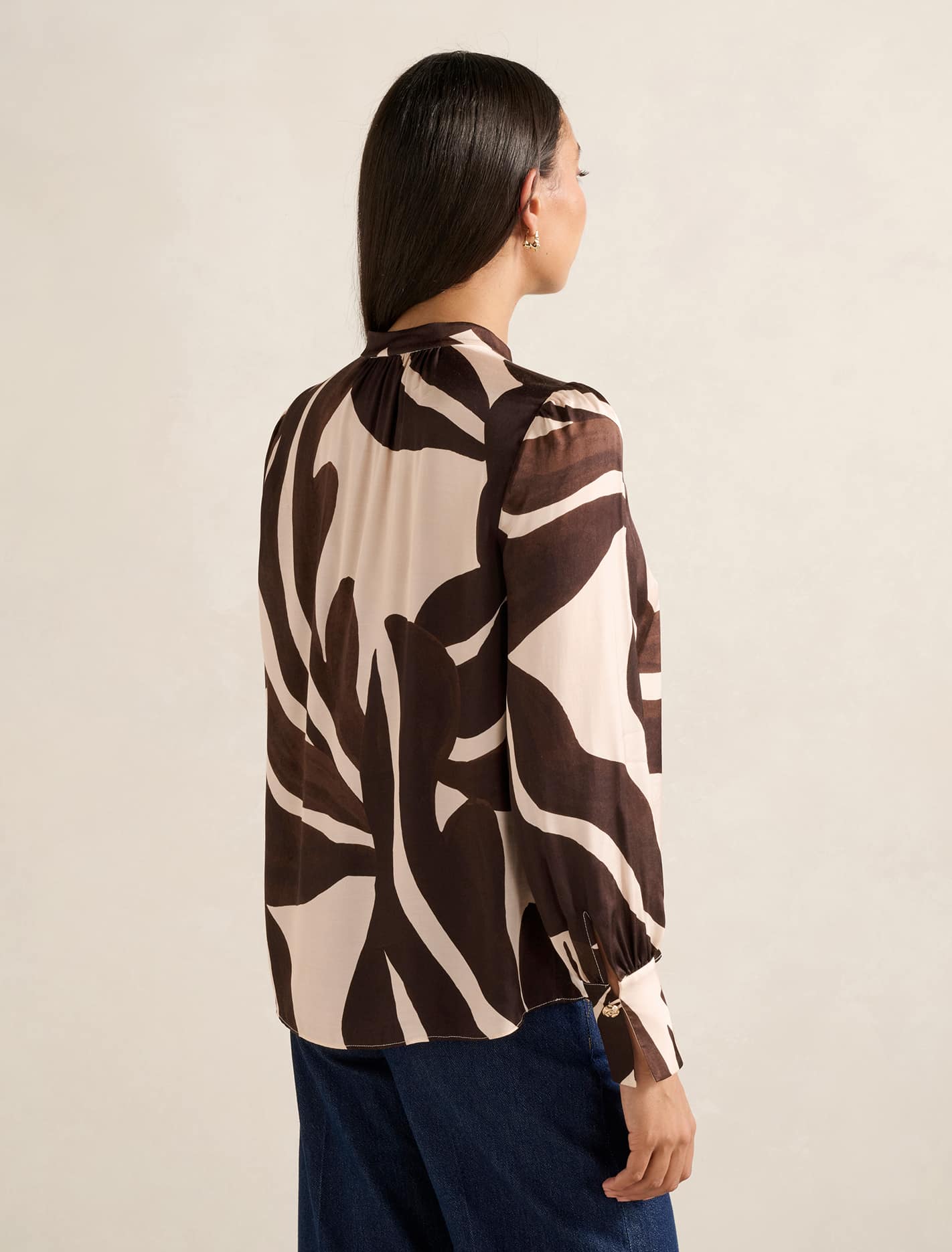Kai Gathered Detail Blouse Choc Nusa Leaf
