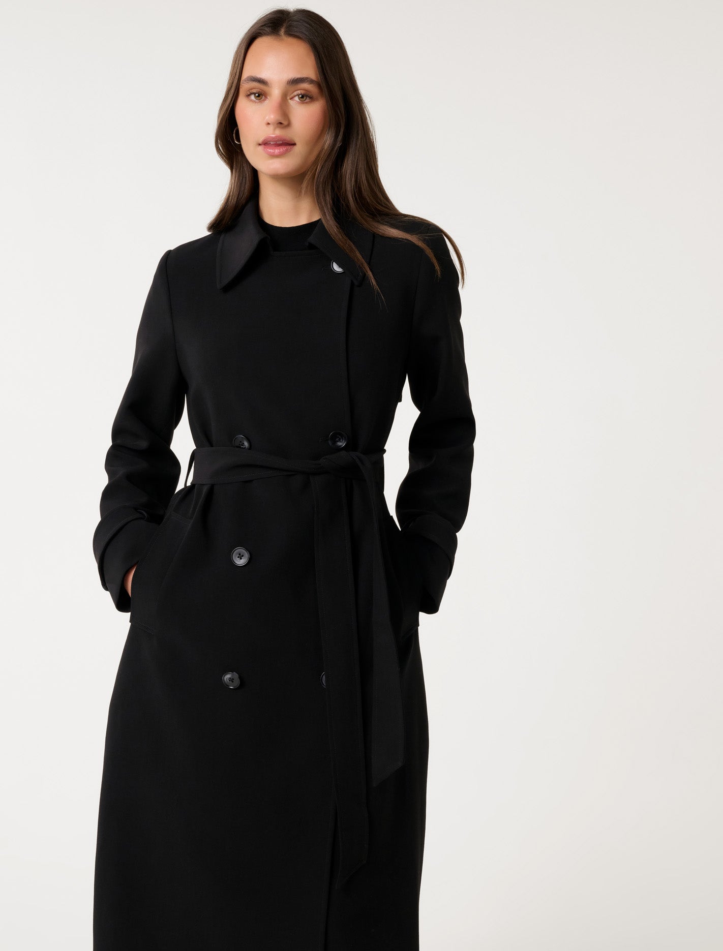 Leanne Crepe Trench Coat Black