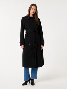 Leanne Crepe Trench Coat Black